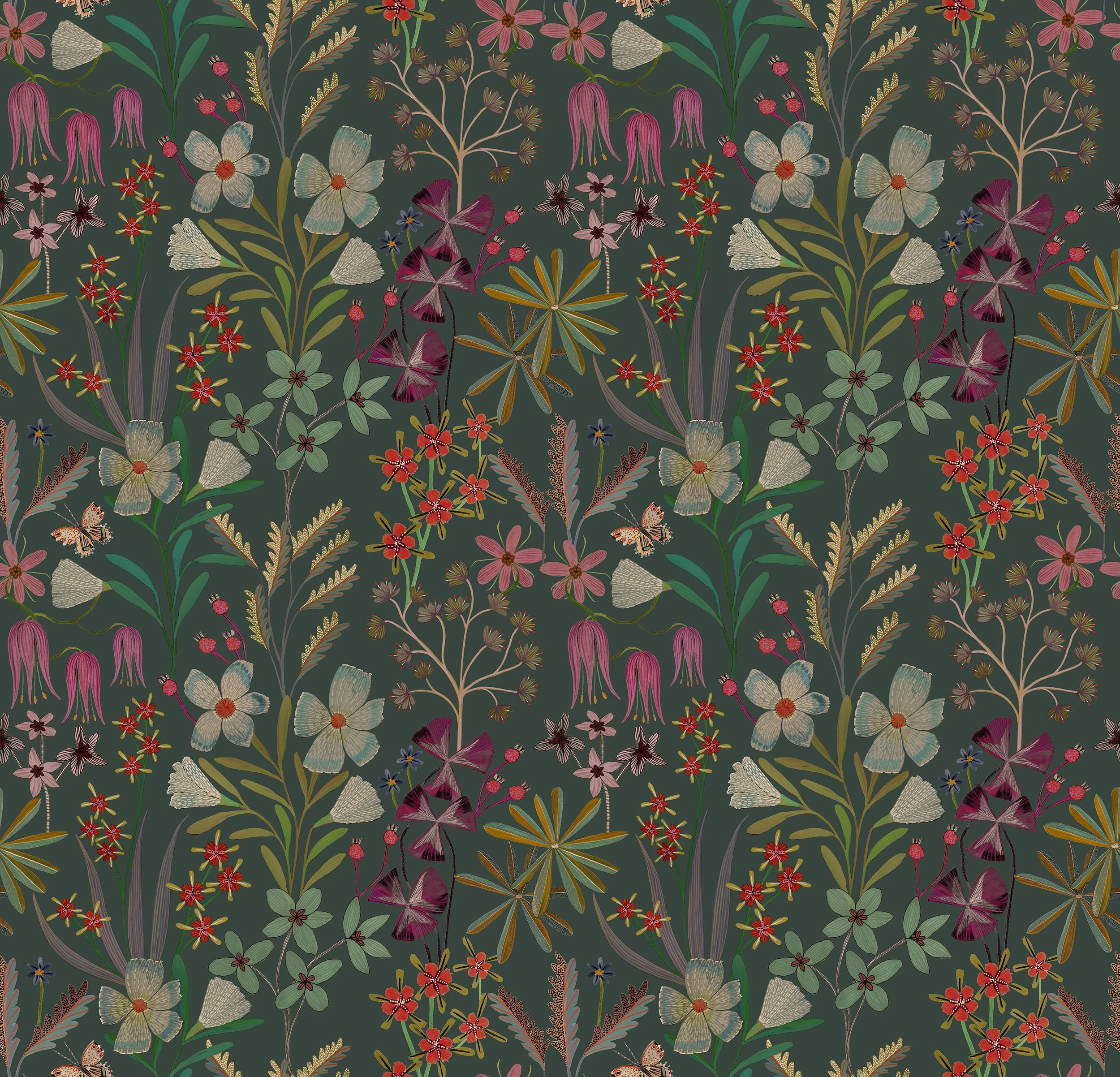 summers garden slate green wallpaper in repeat.jpg