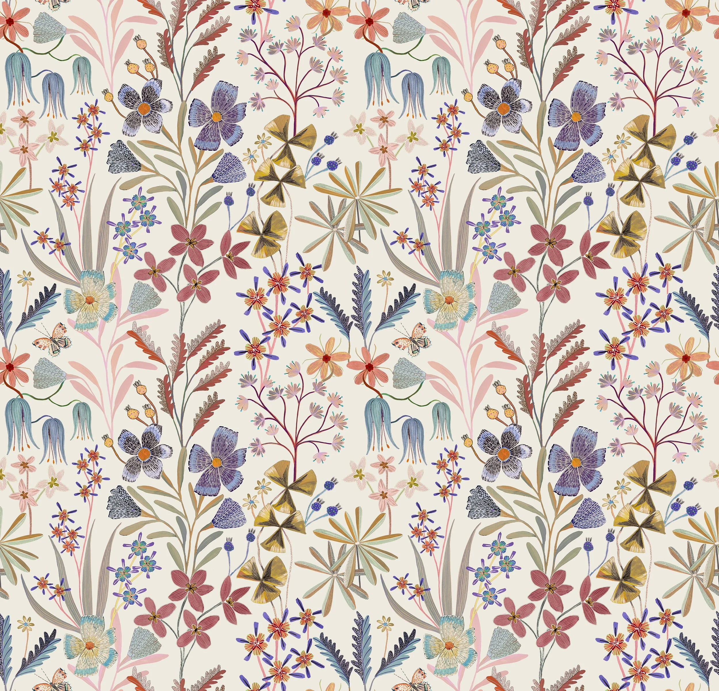 summers garden golden hour wallpaper in repeat.jpg