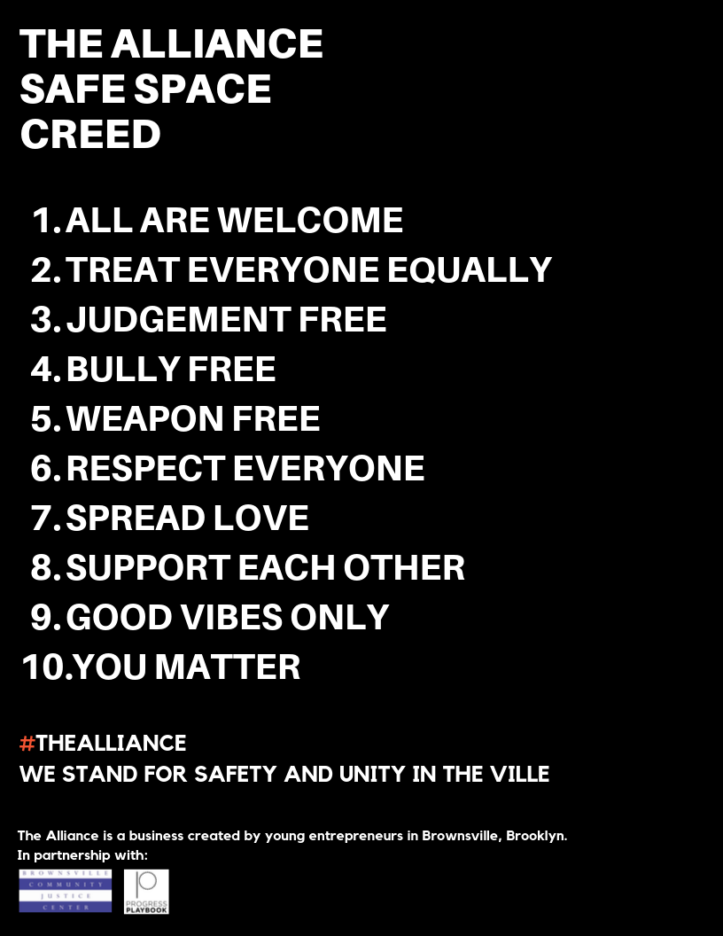 The Alliance Safe Space Creed Brownsville Brooklyn