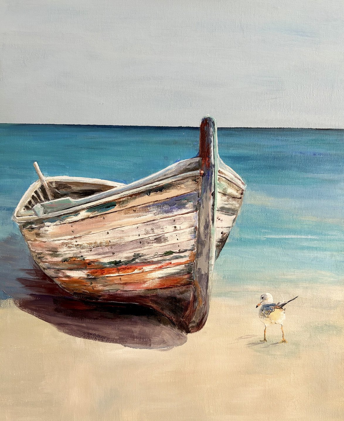 The Boat Inspector (16x20 acrylic)