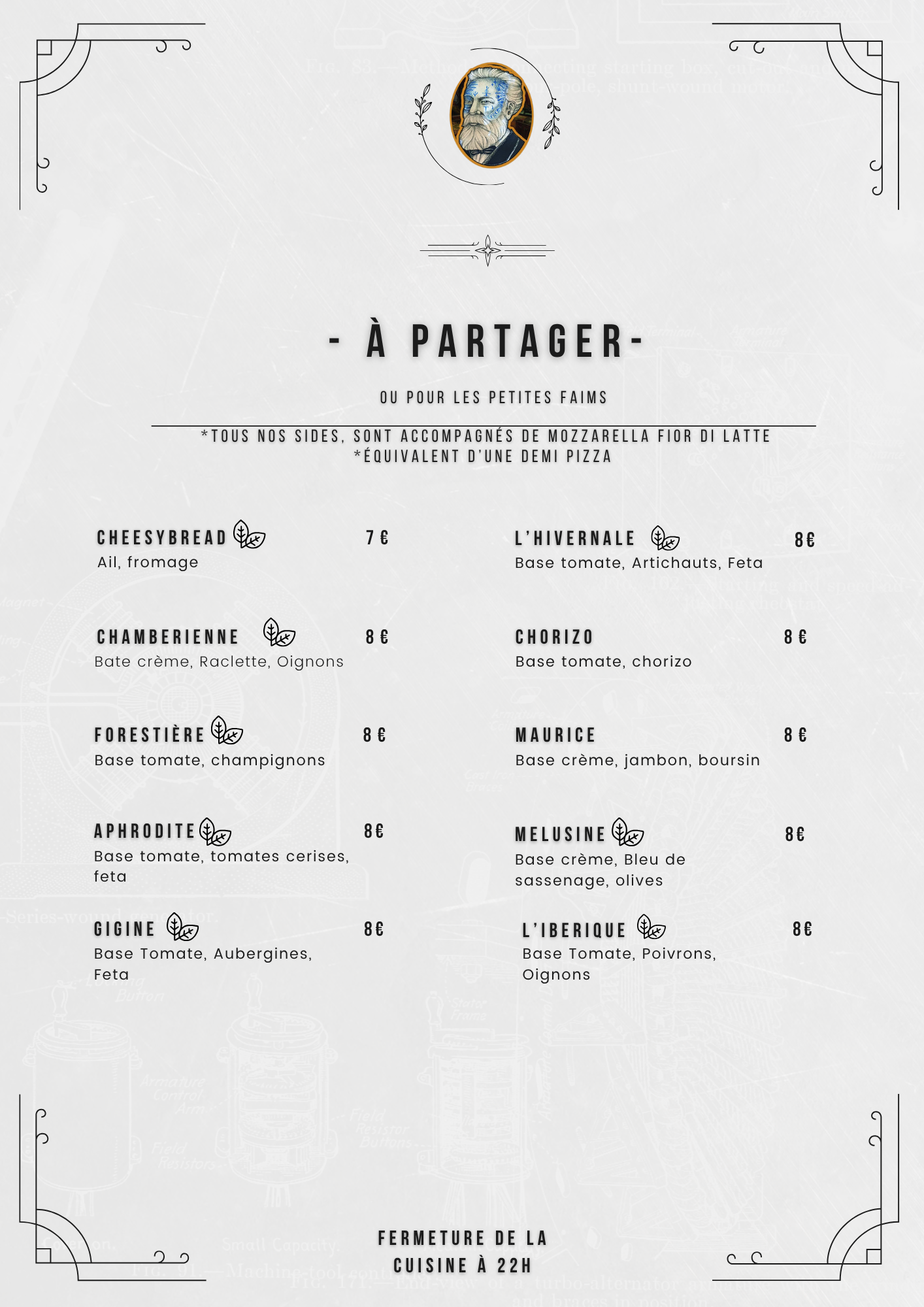 pizza à partager du café jules verne