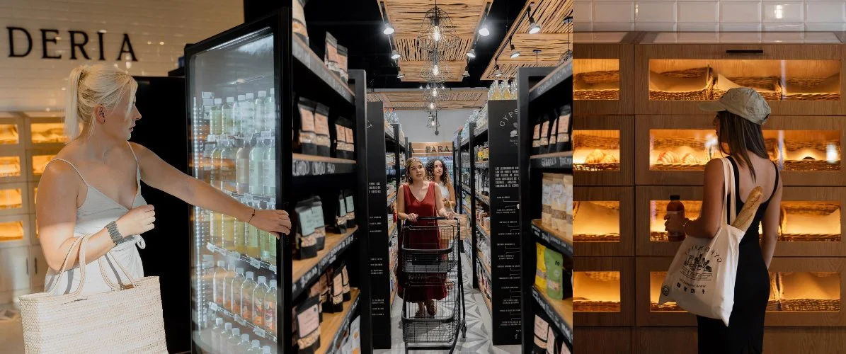 Women shopping for organic products in a local Gypsea Market in La Veleta, Tulum