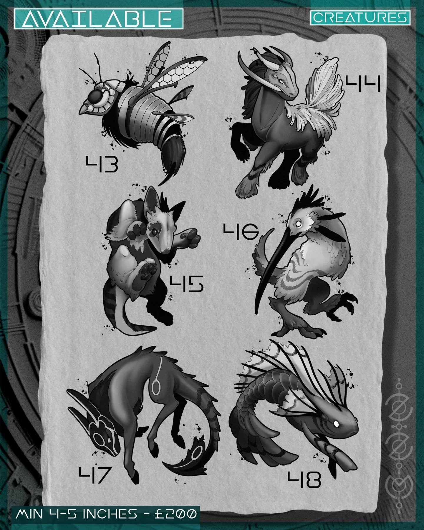 Page 8/10

Creatures are hatched in batches and this is one part of the HUGE set kicking off 2026. I&rsquo;m looking to tattoo all of these, if you&rsquo;re interested in one it&rsquo;s first come first served and bookings can be made via my website.