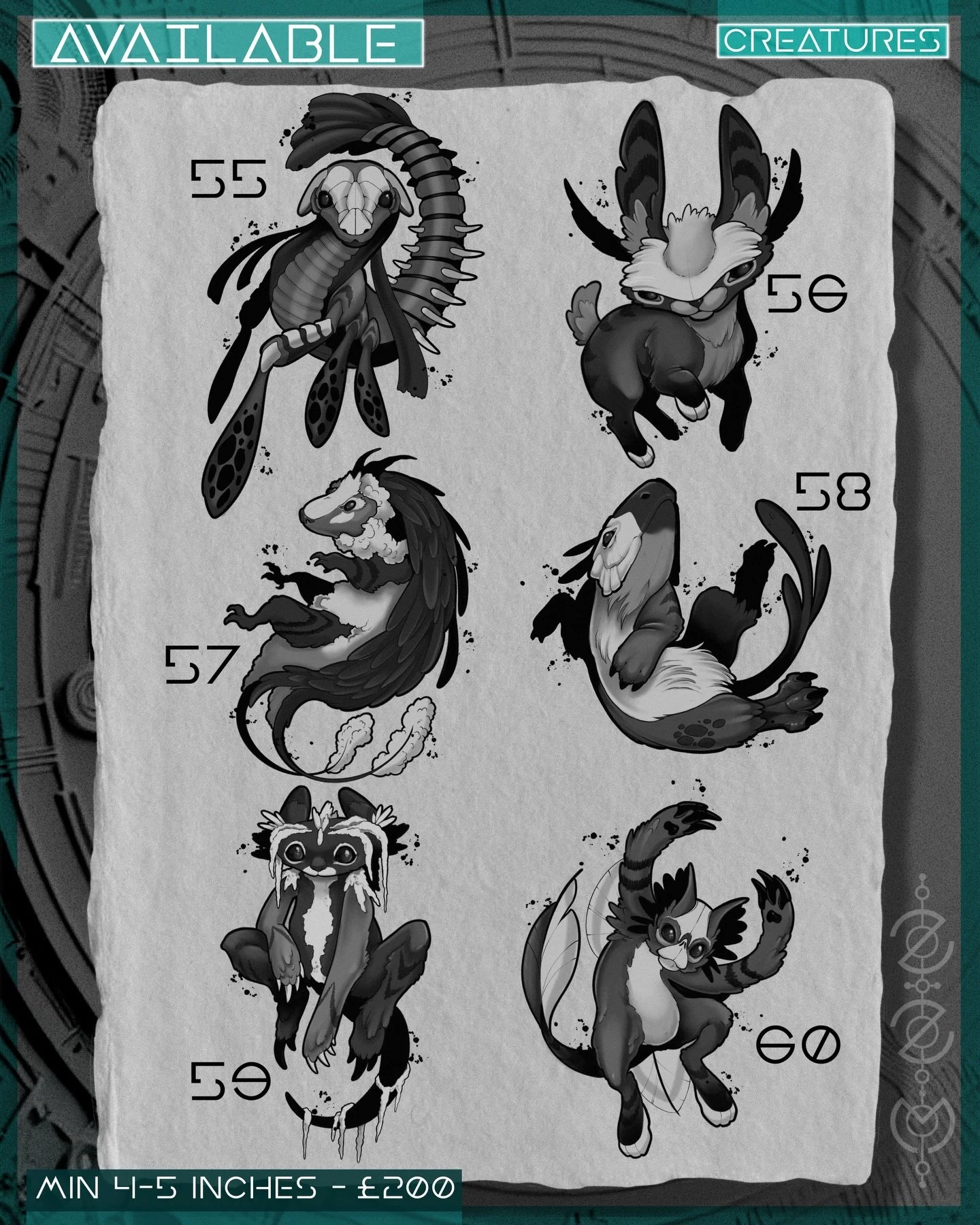 Page 10/10

Creatures are hatched in batches and this is one part of the HUGE set kicking off 2026. I&rsquo;m looking to tattoo all of these, if you&rsquo;re interested in one it&rsquo;s first come first served and bookings can be made via my website