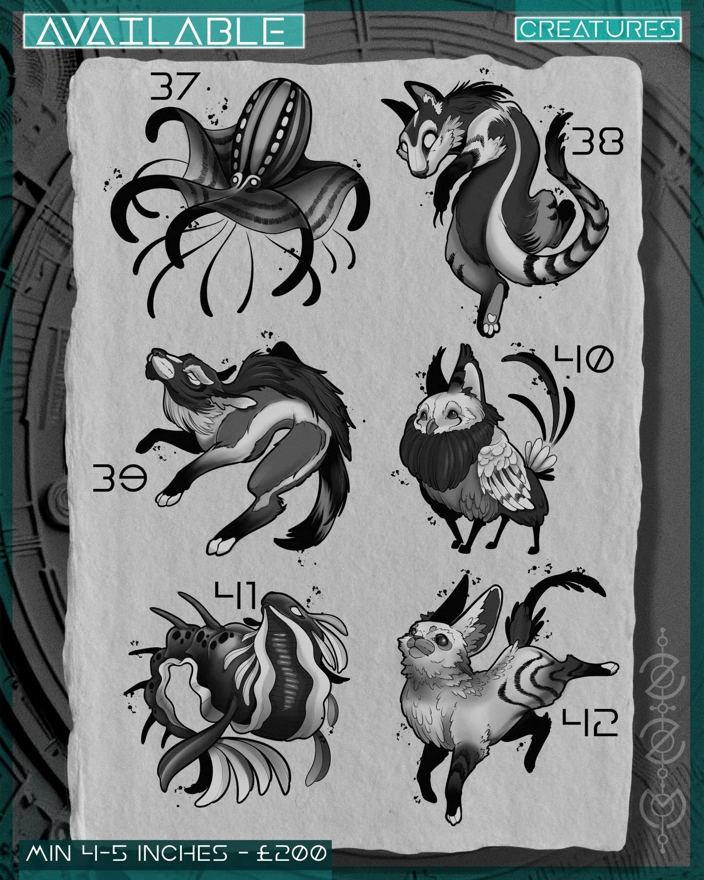 Page 7/10

Creatures are hatched in batches and this is one part of the HUGE set kicking off 2026. I&rsquo;m looking to tattoo all of these, if you&rsquo;re interested in one it&rsquo;s first come first served and bookings can be made via my website.