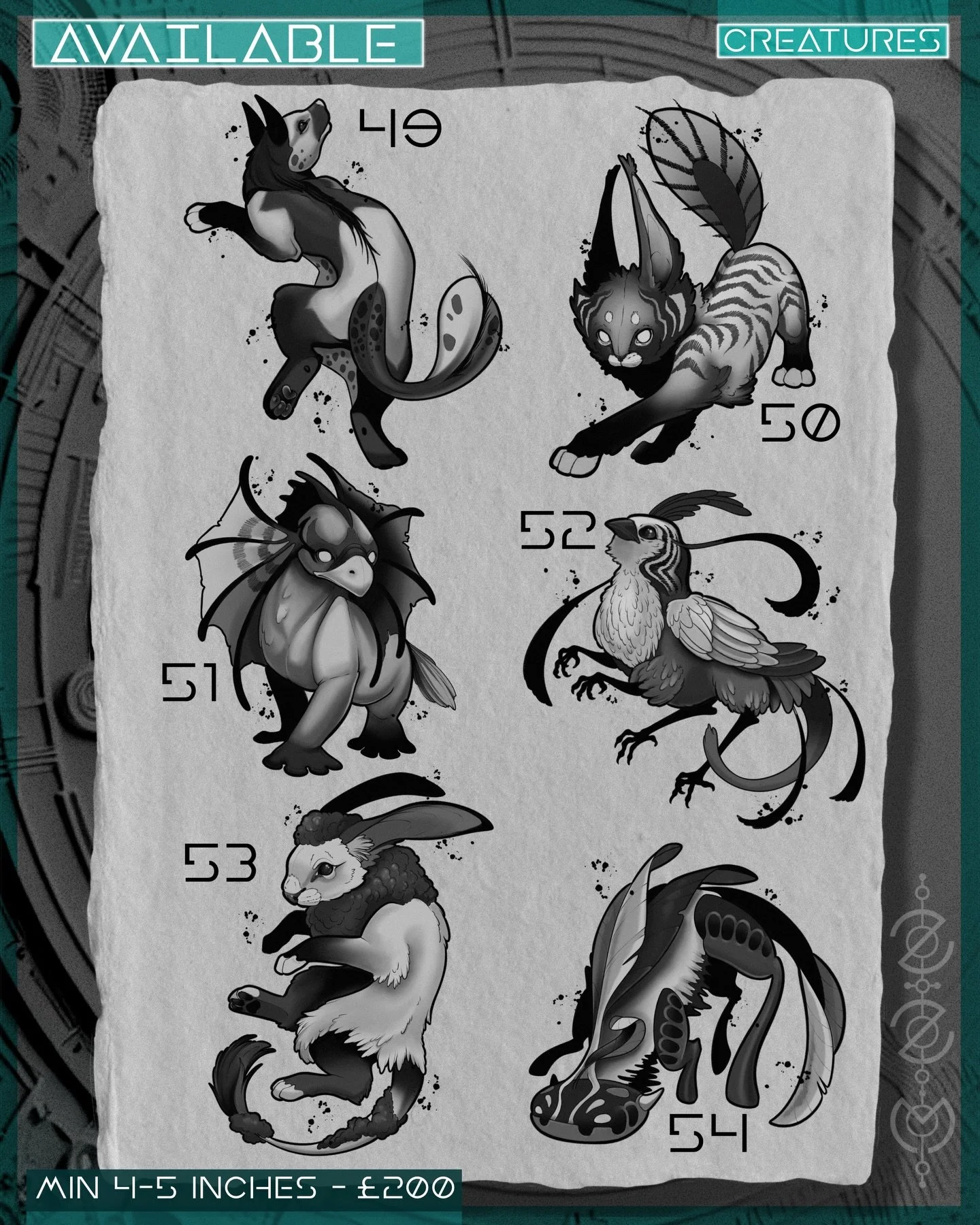 Page 9/10

Creatures are hatched in batches and this is one part of the HUGE set kicking off 2026. I&rsquo;m looking to tattoo all of these, if you&rsquo;re interested in one it&rsquo;s first come first served and bookings can be made via my website.