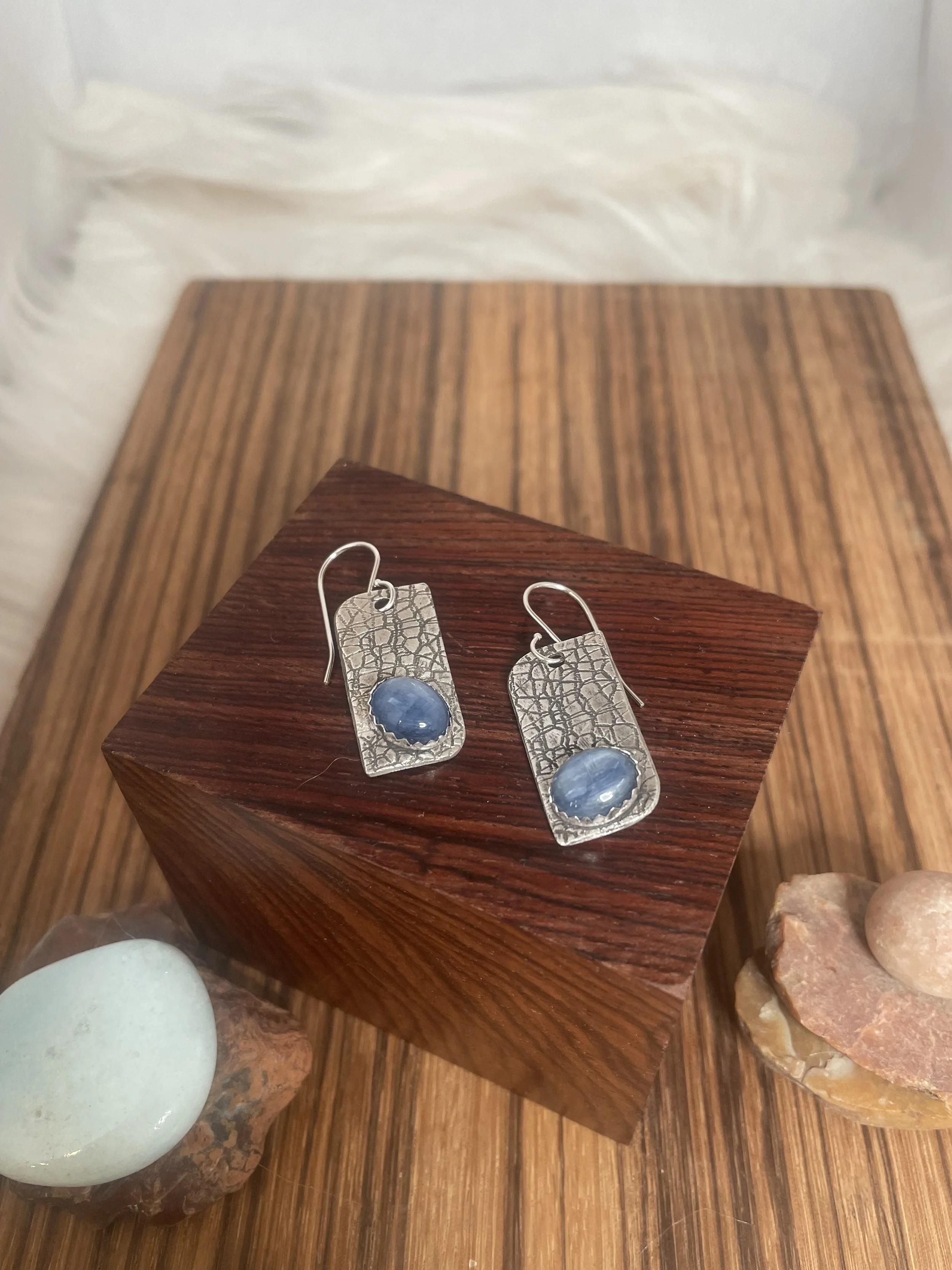 Kyanite and Fine Silver Earrings