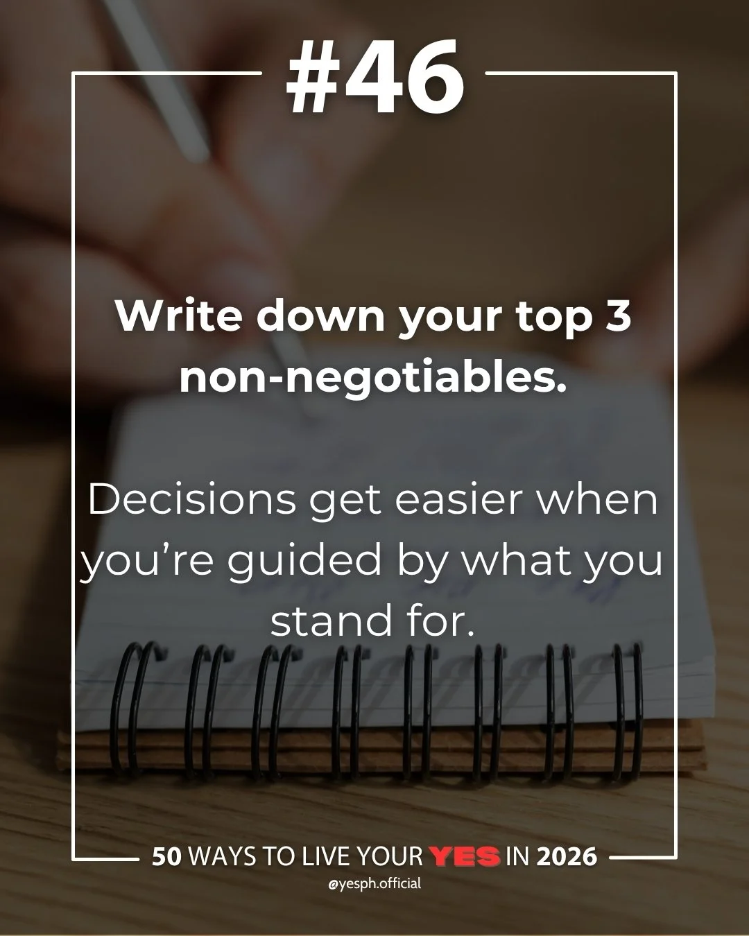 Write down your top 3 non-negotiables -  the things you refuse to compromise on. 

They&rsquo;re your compass when life gets noisy and decisions feel heavy.

When you&rsquo;re guided by what you stand for, the right choices become clearer and lighter