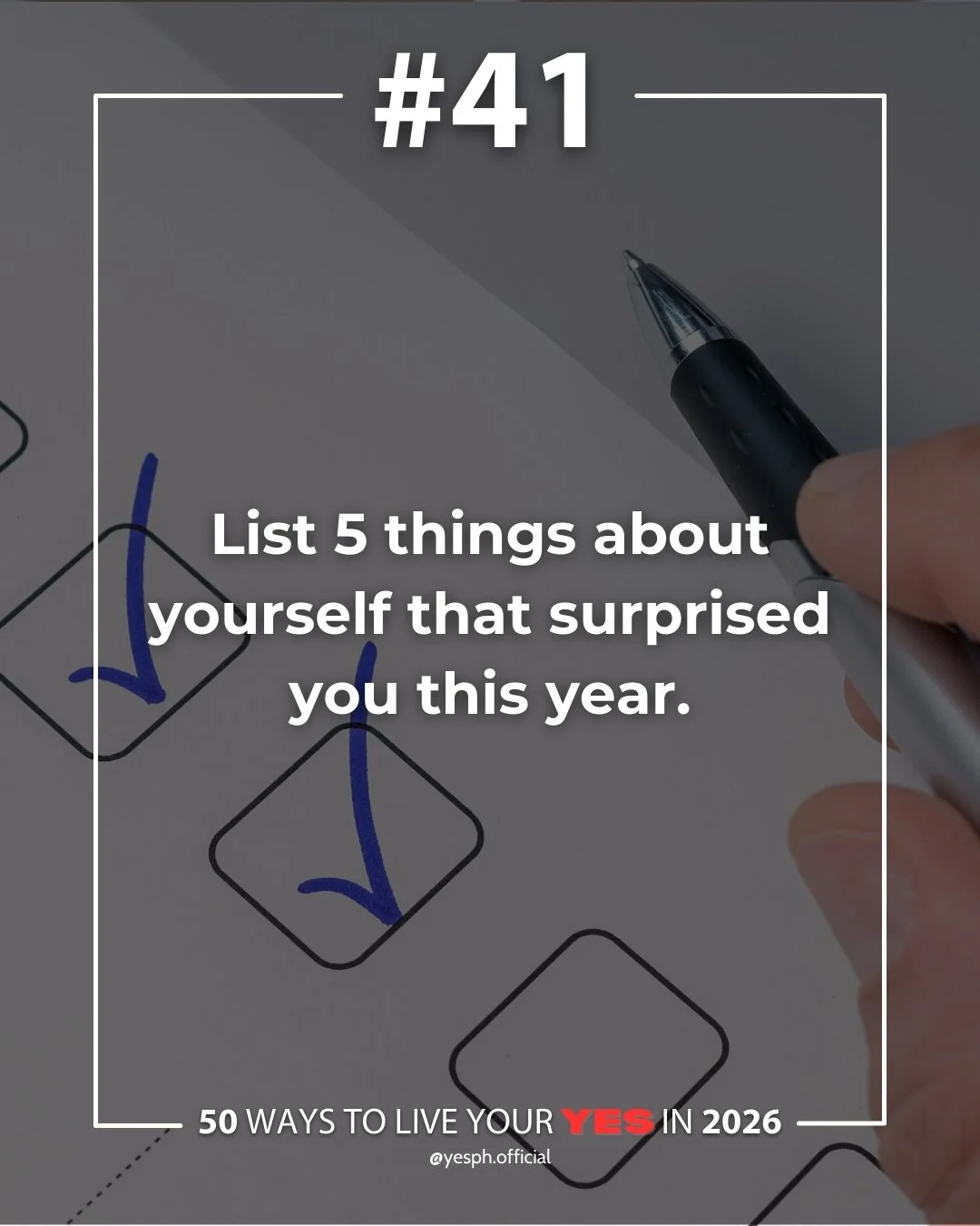 List five things about yourself that surprised you this year. ✨

Moments of growth often hide in the things we didn&rsquo;t expect: courage, patience, or strength we didn&rsquo;t know we had.

Take a pause and acknowledge how far you&rsquo;ve come.

