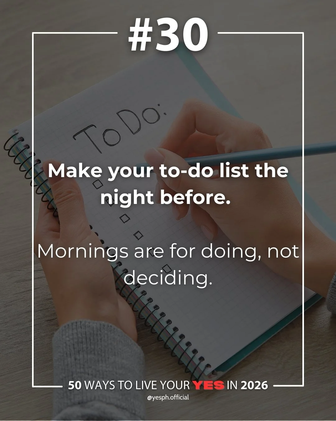 Make your to-do list the night before. 📝
Mornings are for doing, not deciding.

A clear plan helps you wake up with purpose, not pressure. Start your day with focus instead of rush.

Small planning habits lead to calmer, more productive days.

Follo