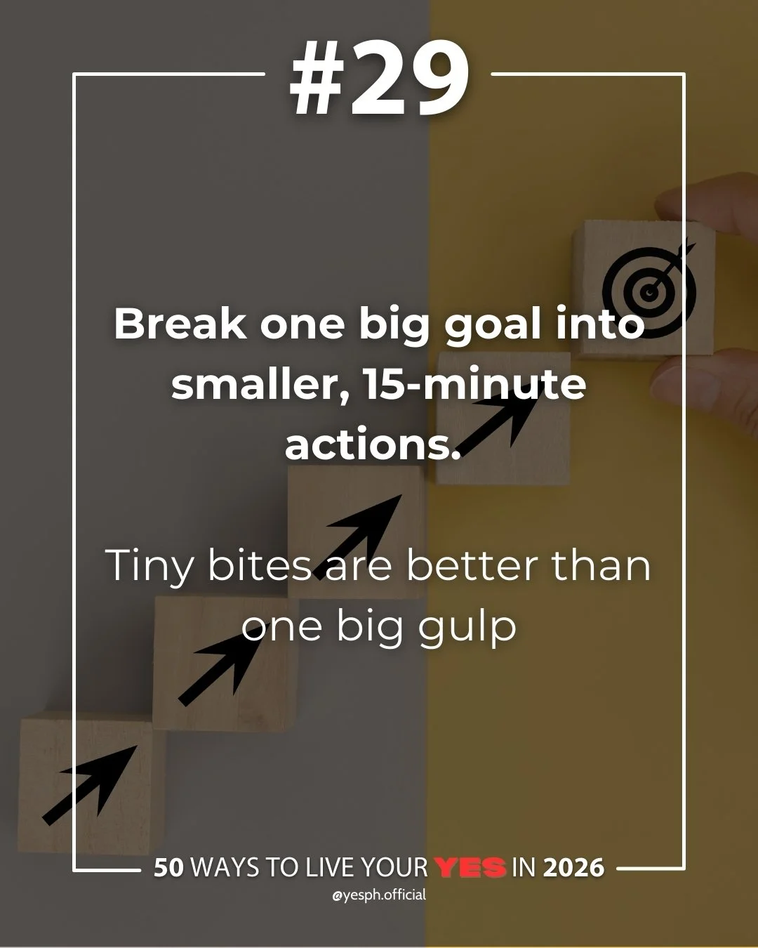 Break one big goal into smaller, 15-minute actions. ⏳

Tiny bites are better than one big gulp.

You don&rsquo;t need giant leaps to move forward -  just steady steps that keep you going.

Progress is more evident when you make things simple, doable,