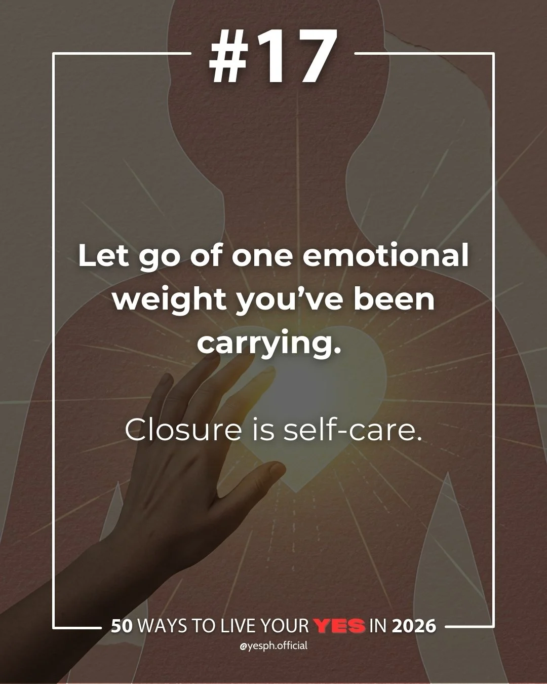 Let go of one emotional weight you&rsquo;ve been carrying. 💛
A memory, a mistake, a grudge, a &ldquo;should&rsquo;ve&rdquo; &mdash; whatever has quietly drained your energy this year, release even a small part of it today.

Closure isn&rsquo;t drama