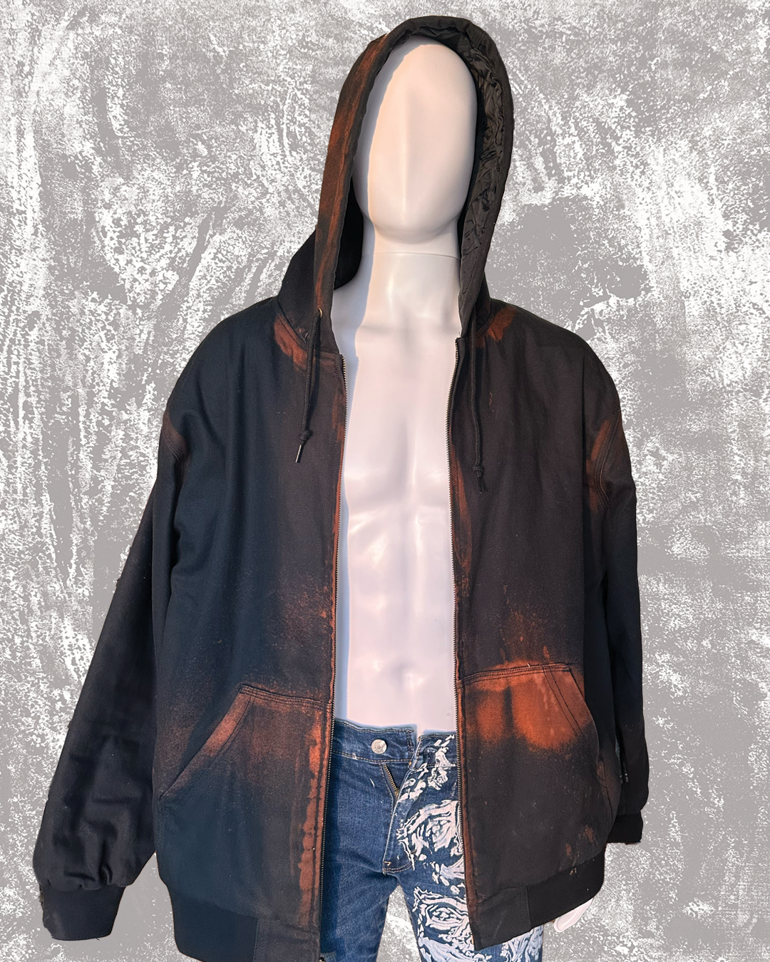 BLACK BLEACHED ZIP