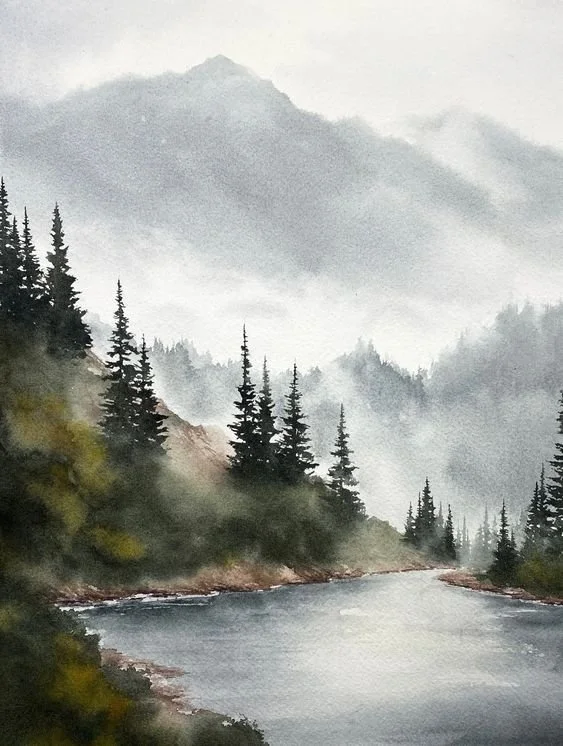 Watercolor Mountains & Trees & Rocks oh my!