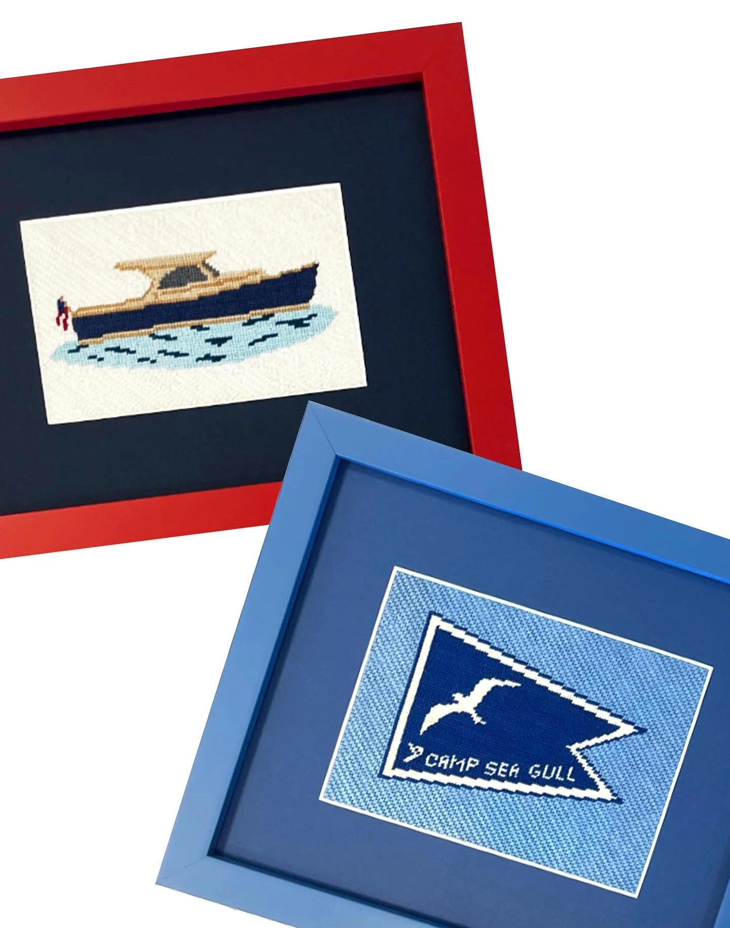 Celebrate your hobbies and outings with art! These lovely cross-stitches are matted and framed with complimentary colors that suit them perfectly. 
.
.
.
.
#customframing #customframes  #interiordesign #interiordesignchicago #moderndesignhomes #chica