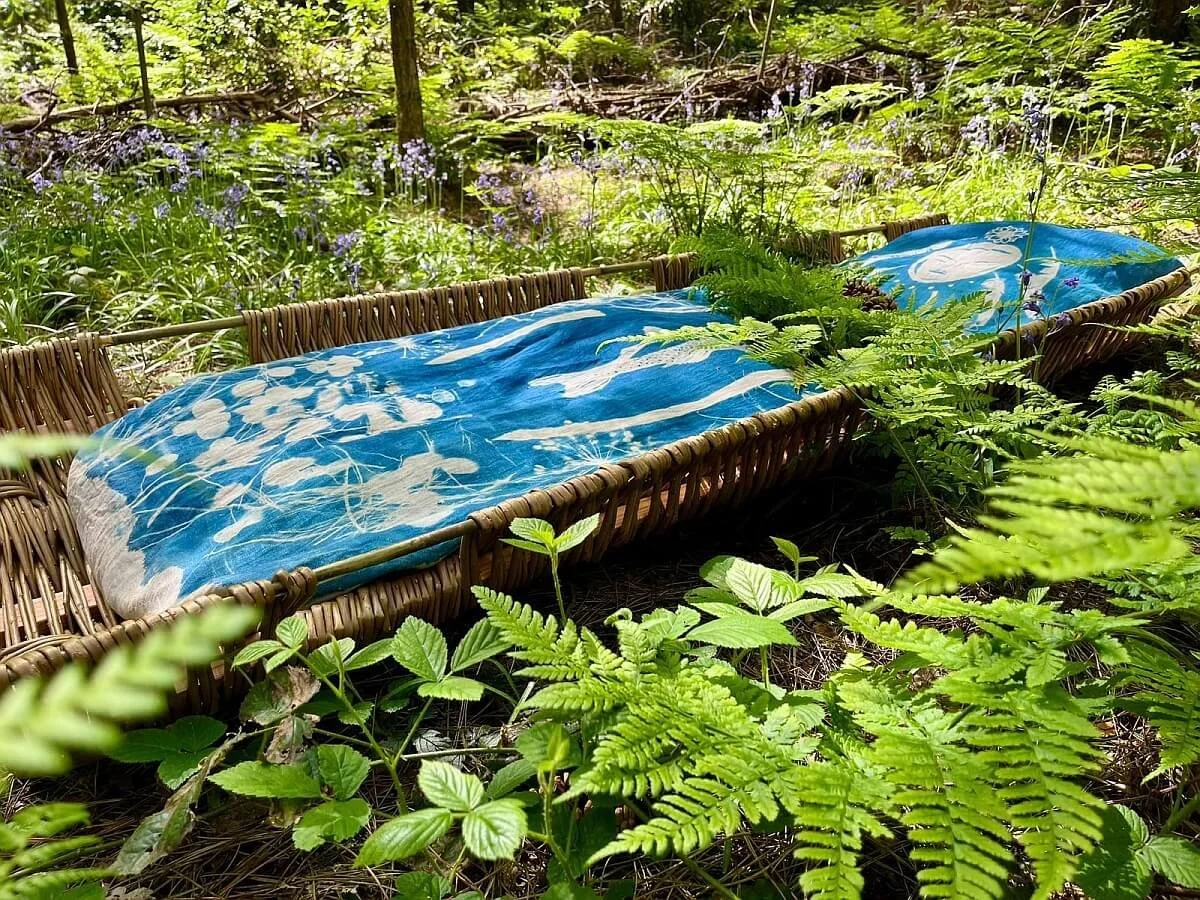 Natural burial shroud in a woodland setting