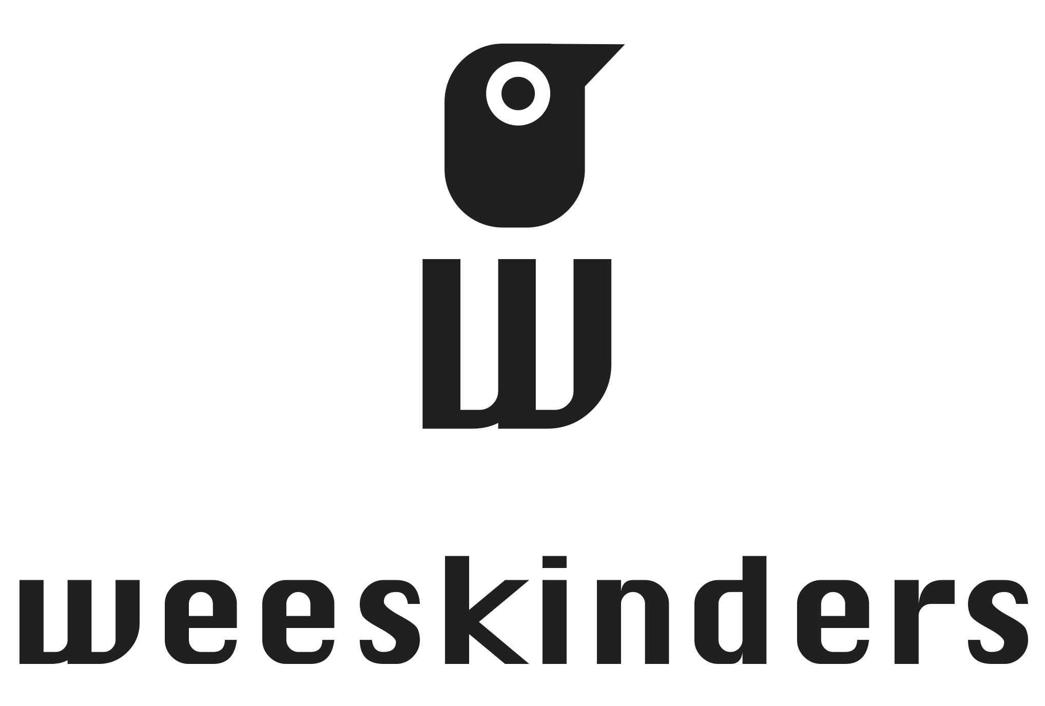 Black logo with a stylized bird icon above the word "WEE SKINDERS" in lowercase letters.