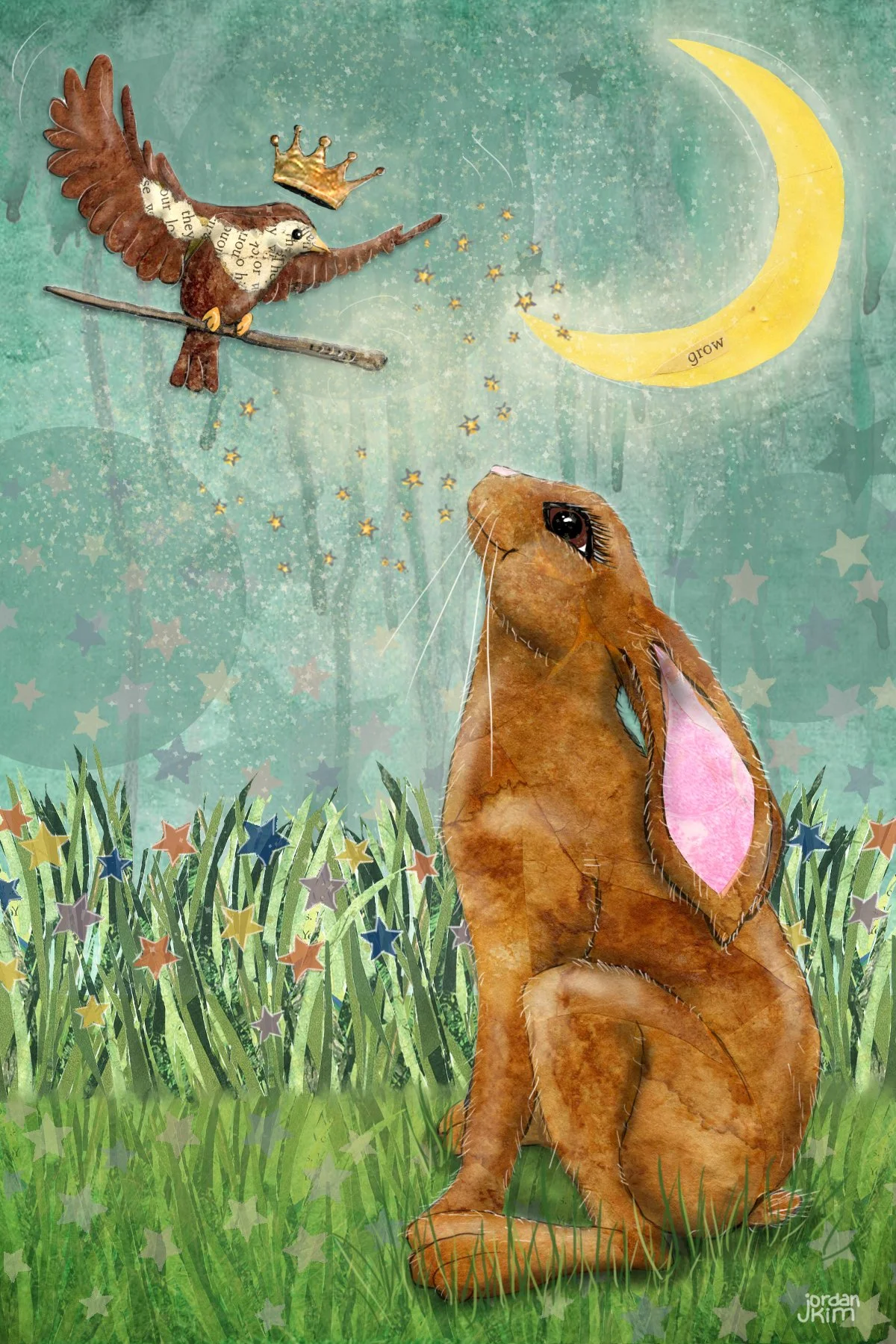 Each Conscious Care Card has a beautiful and fun illustration to draw your child in. This one is an owl flying with a crown and wand while a rabbit fondly watches in the moonlight.