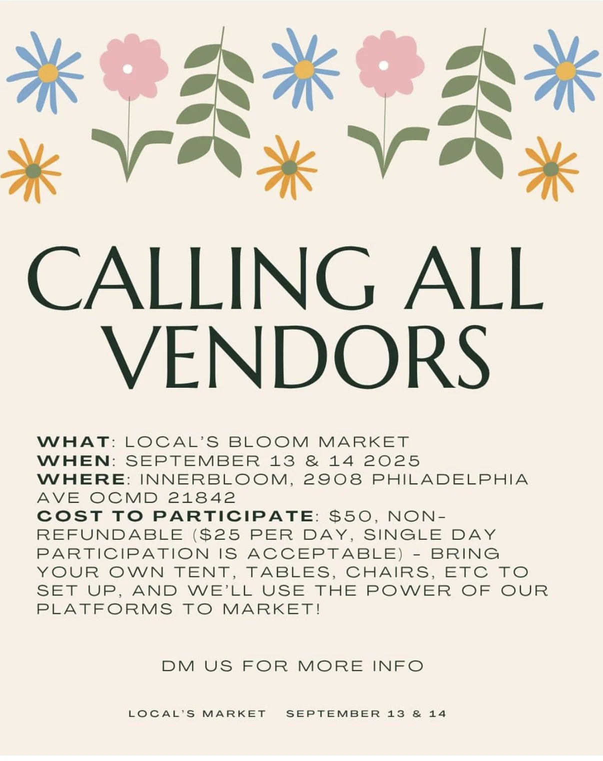 Call for Vendors-Inner Bloom Locals Bloom Market