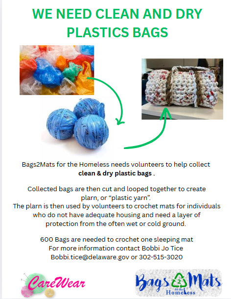 Bags2Mats for the Homeless looking for Volunteers