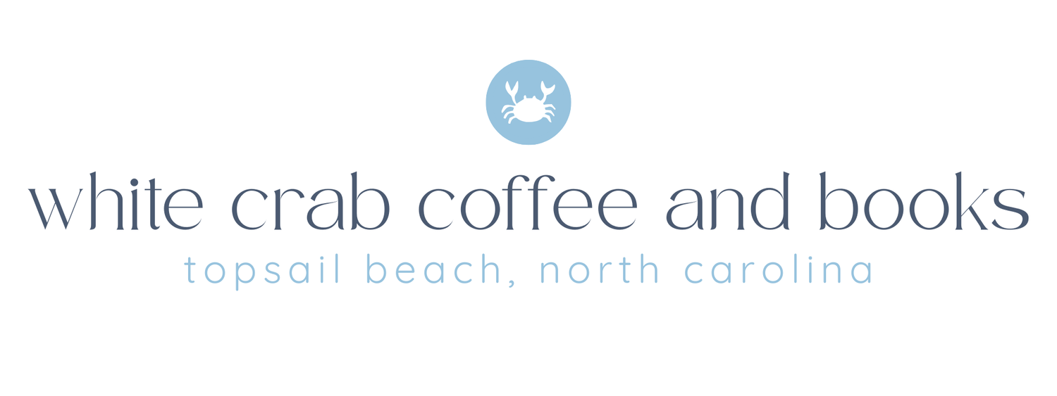 white crab coffee and books