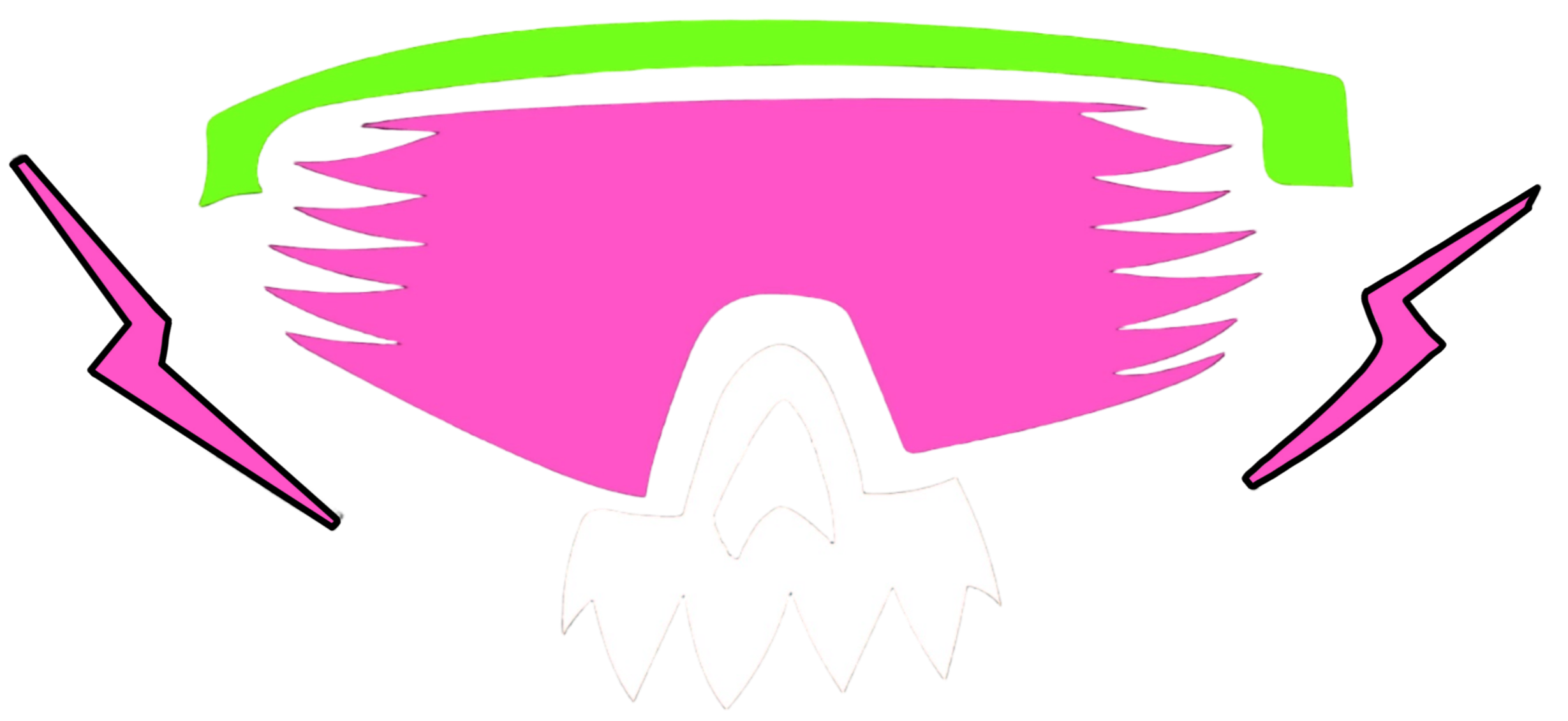 Sickos Club Logo with Skull Wearing Outrunners Shades with Lightning Bolts on Each Side