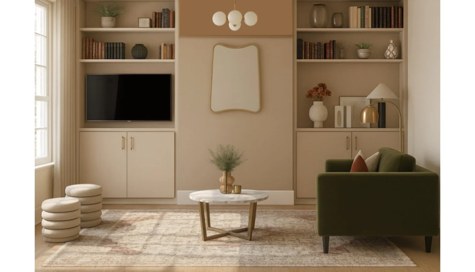 Earthy Elegance: A Living Room in Olive & Clay