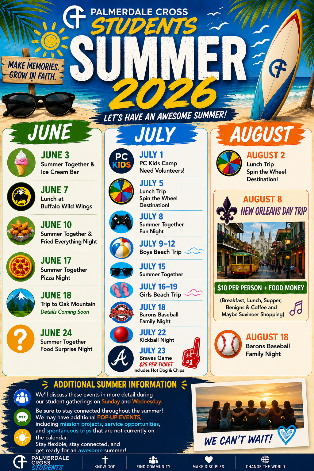 PC Student Summer Schedule 
