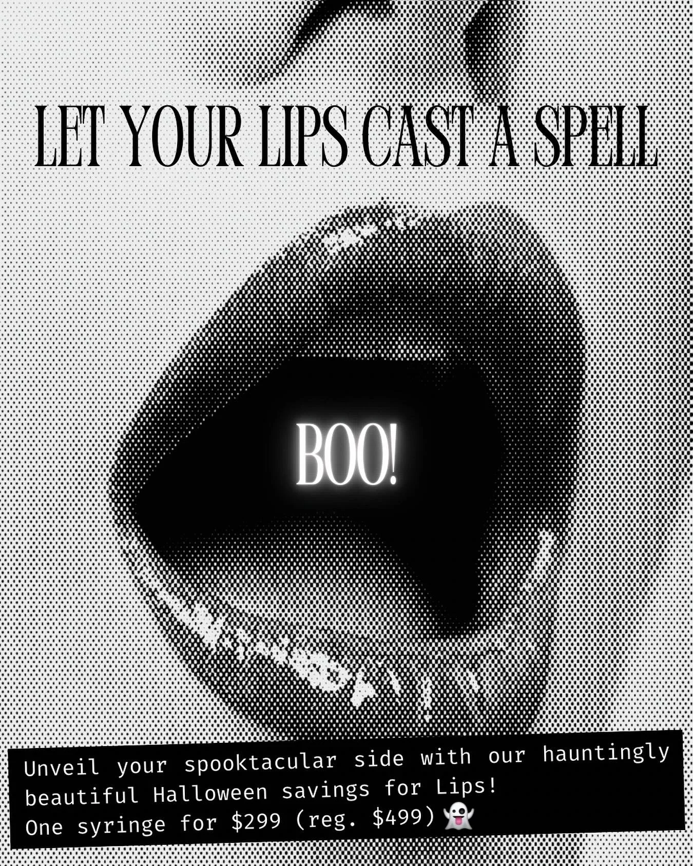 Your lips are about to be the main character of every Halloween costume. 👄 Forget "Boo," let them say "WOW." For a limited time, achieve a scream-worthy pout with our $299 Halloween Lip Filler Special (save $200!).
Drop the mask