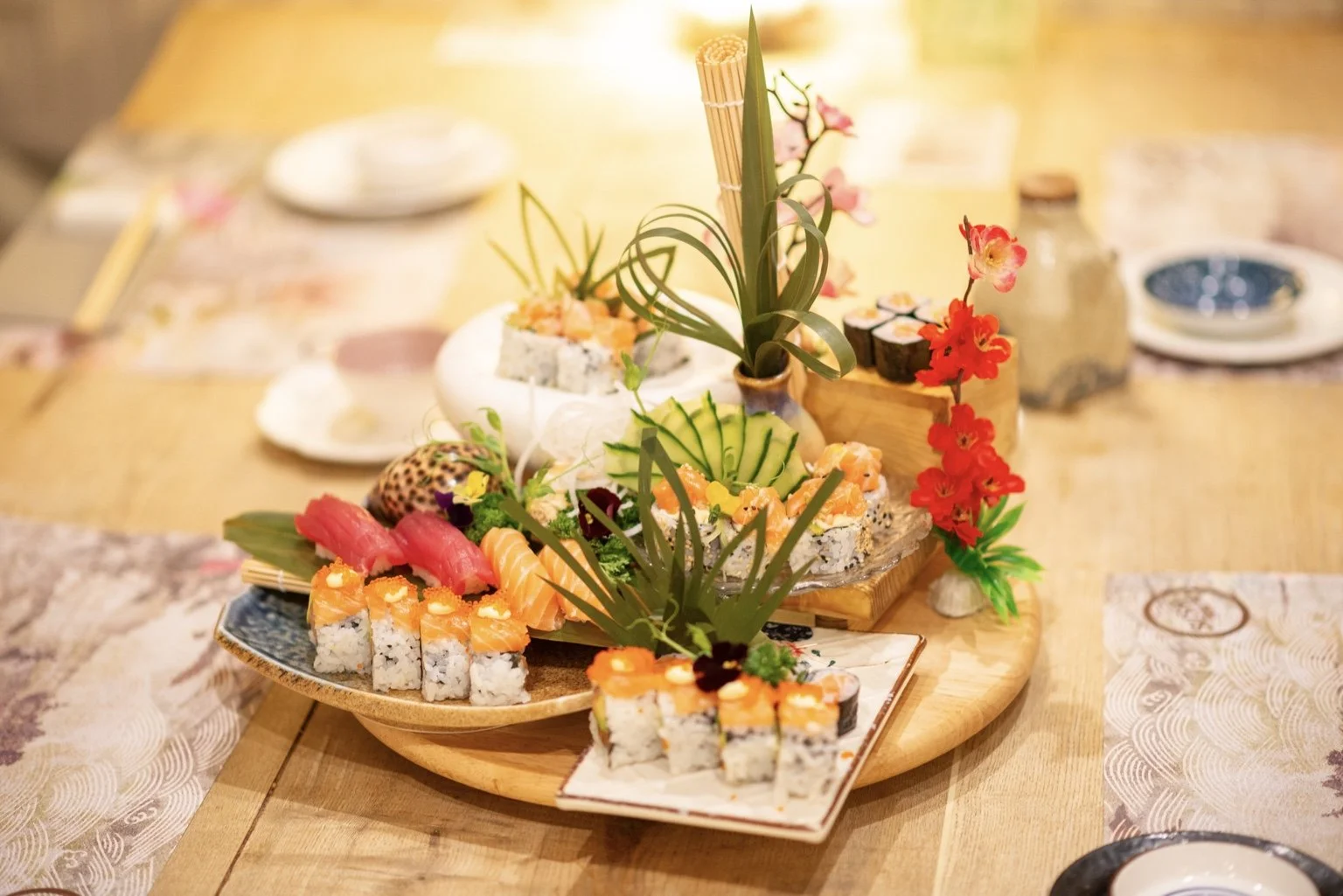 Elegant sushi and sashimi sharing platter presented at Sushi & Salad.