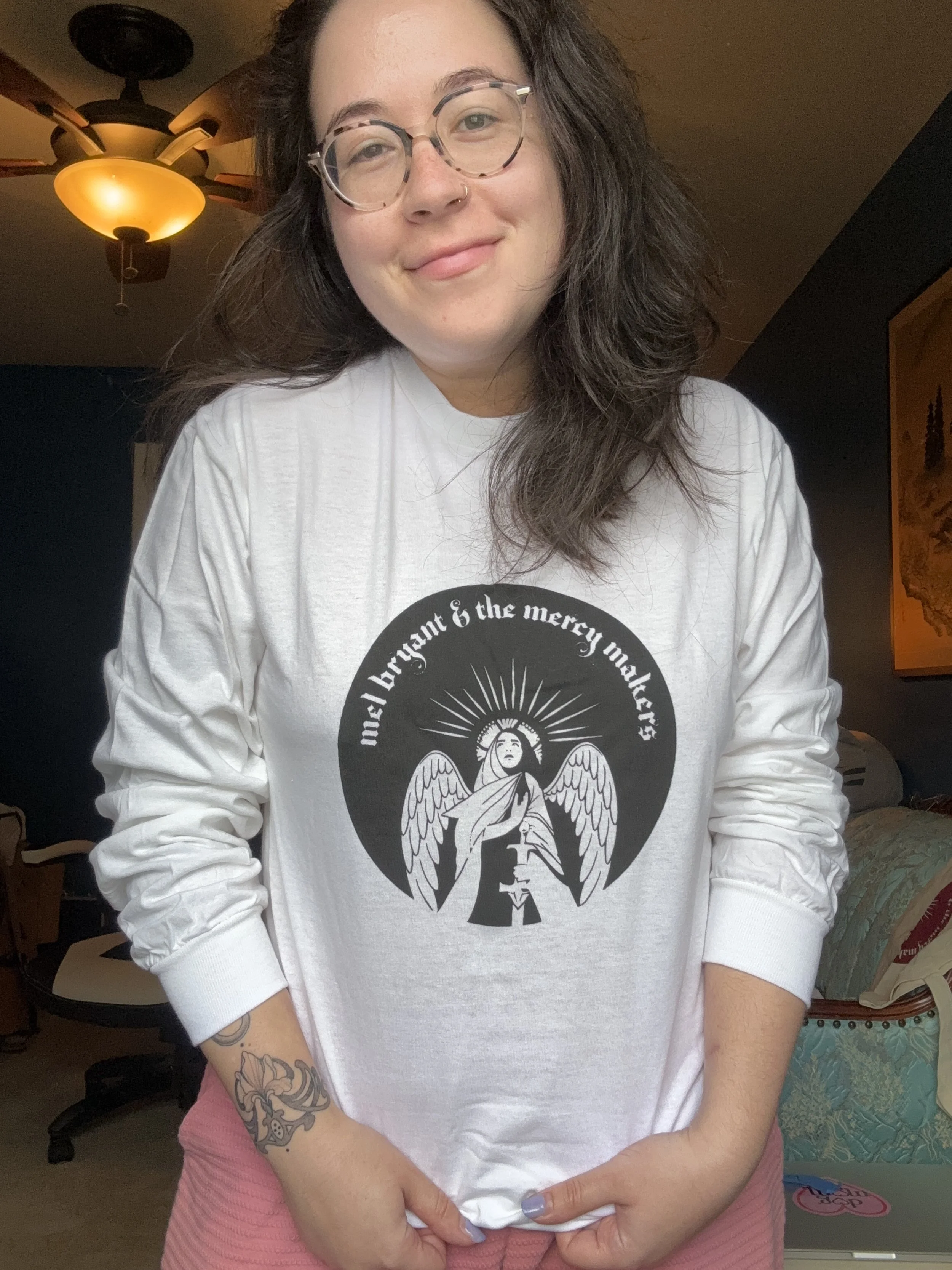 GUARDIAN ANGEL 2024 WHITE LONG SLEEVE BLACK PRINT