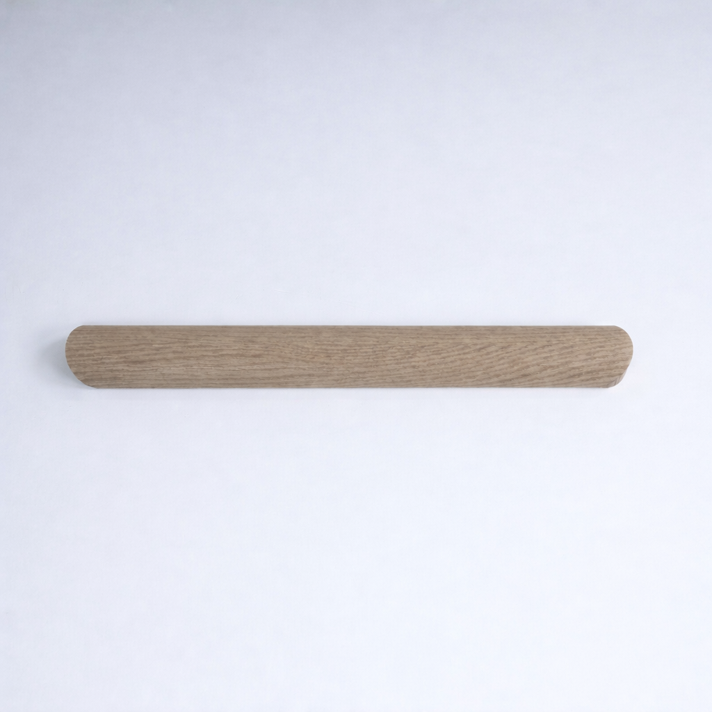 Close-up of a wooden stair return