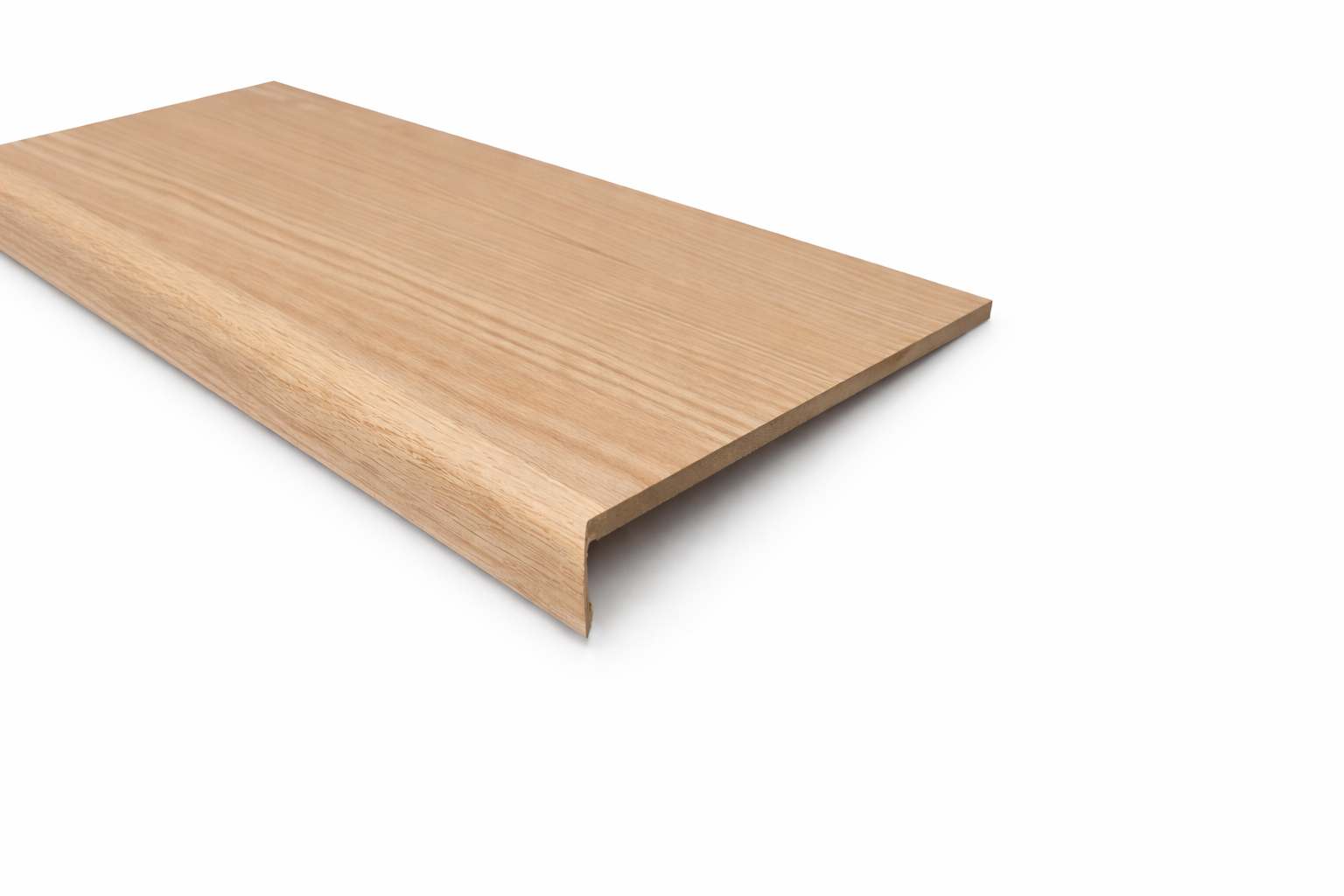 Close-up of a an unfinished, red oak retread that is ready to stain