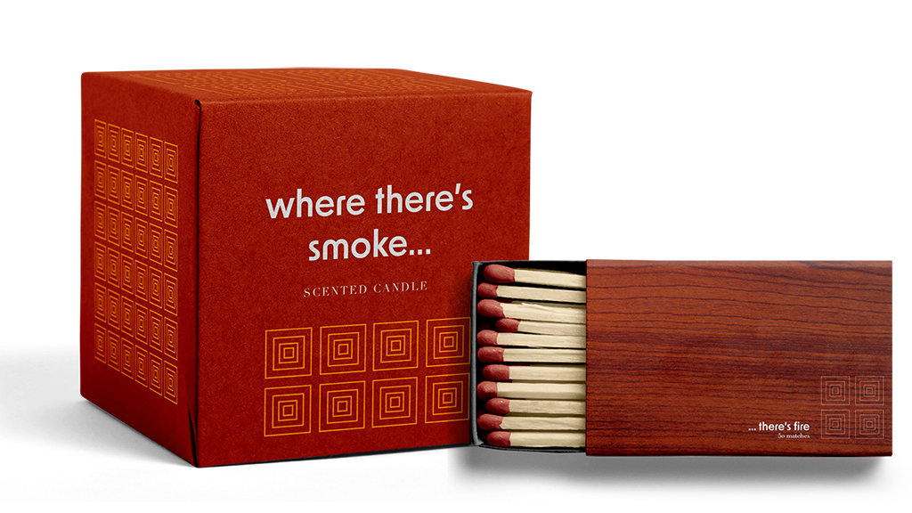 Doftljus och tändstickor inspirerade av Röhsska Museets utställningar.