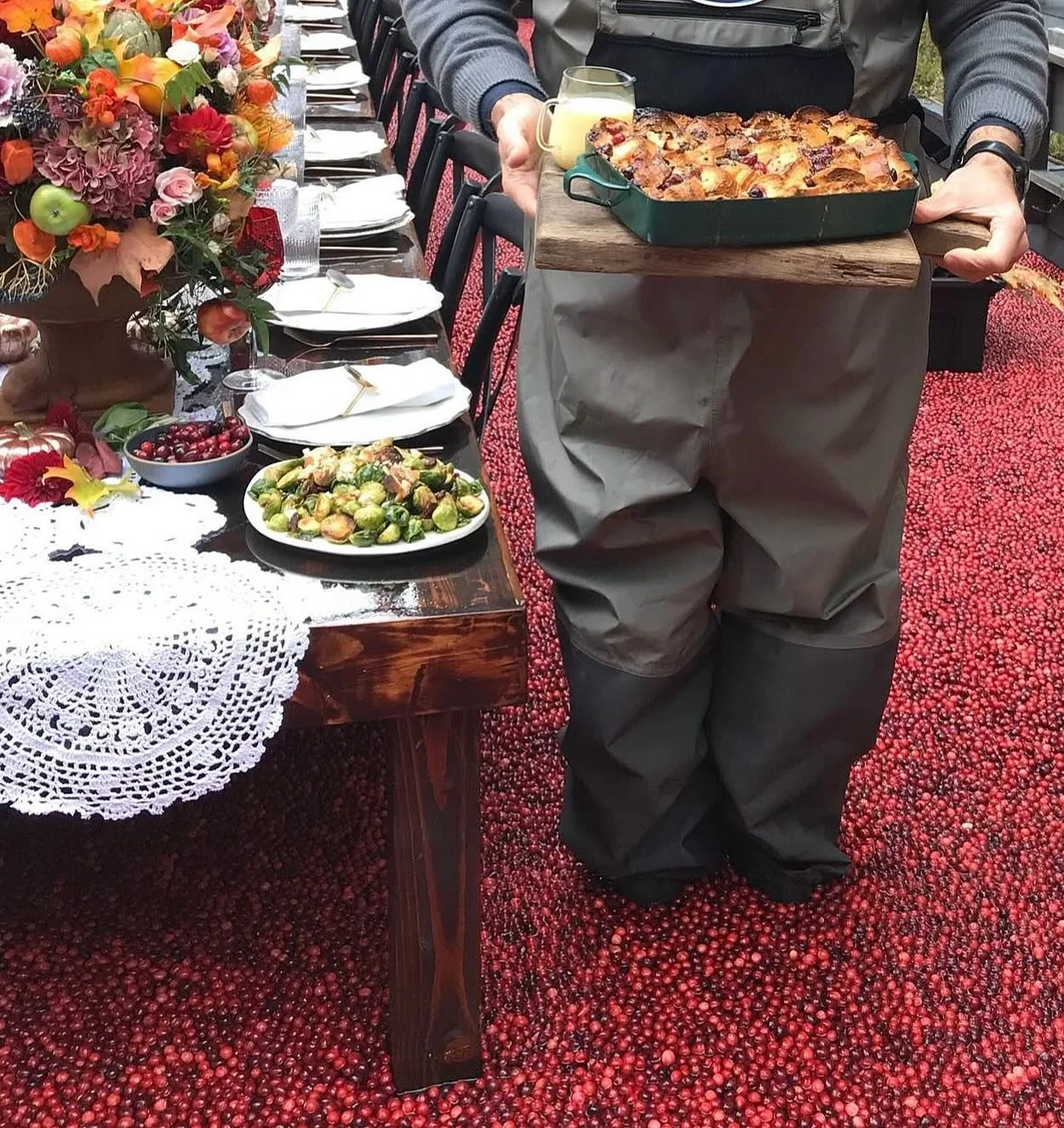 A long table lunch in a cranberry bog. &mdash; Courtesy of @hopcottfarms in Pitt Meadows, BC