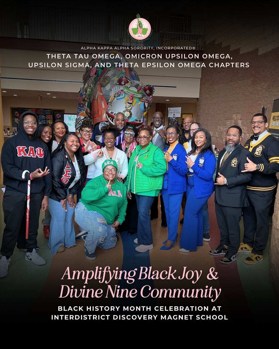 Lift Every Voice and Celebrate JOY✨🎶 Theta Tau Omega, Omicron Upsilon Omega, Theta Epsilon Omega, and Upsilon Sigma Chapters proudly joined Interdistrict Discovery Magnet School for an unforgettable Black History Month Celebration! These young schol