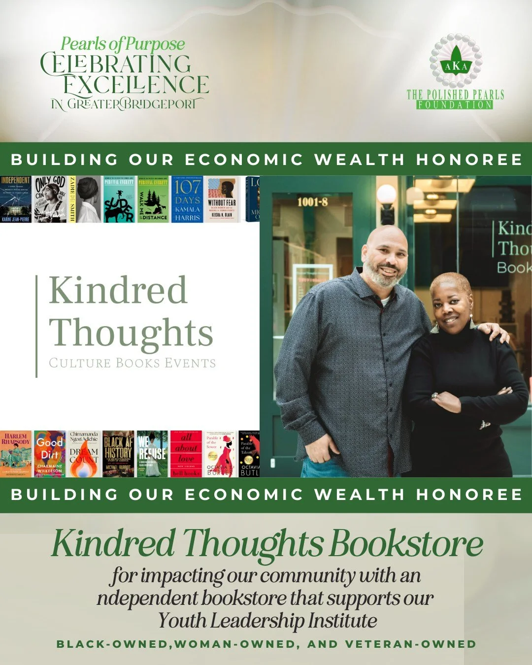 Celebrating Karin Smith and Derek Tompkins, the visionary owners of Kindred Thoughts Bookstore - shines as a beacon, as Bridgeport's only bookstore centered on Black excellence! 📚✨

This independent bookstore is 100% Black-owned, 50% woman-owned, an