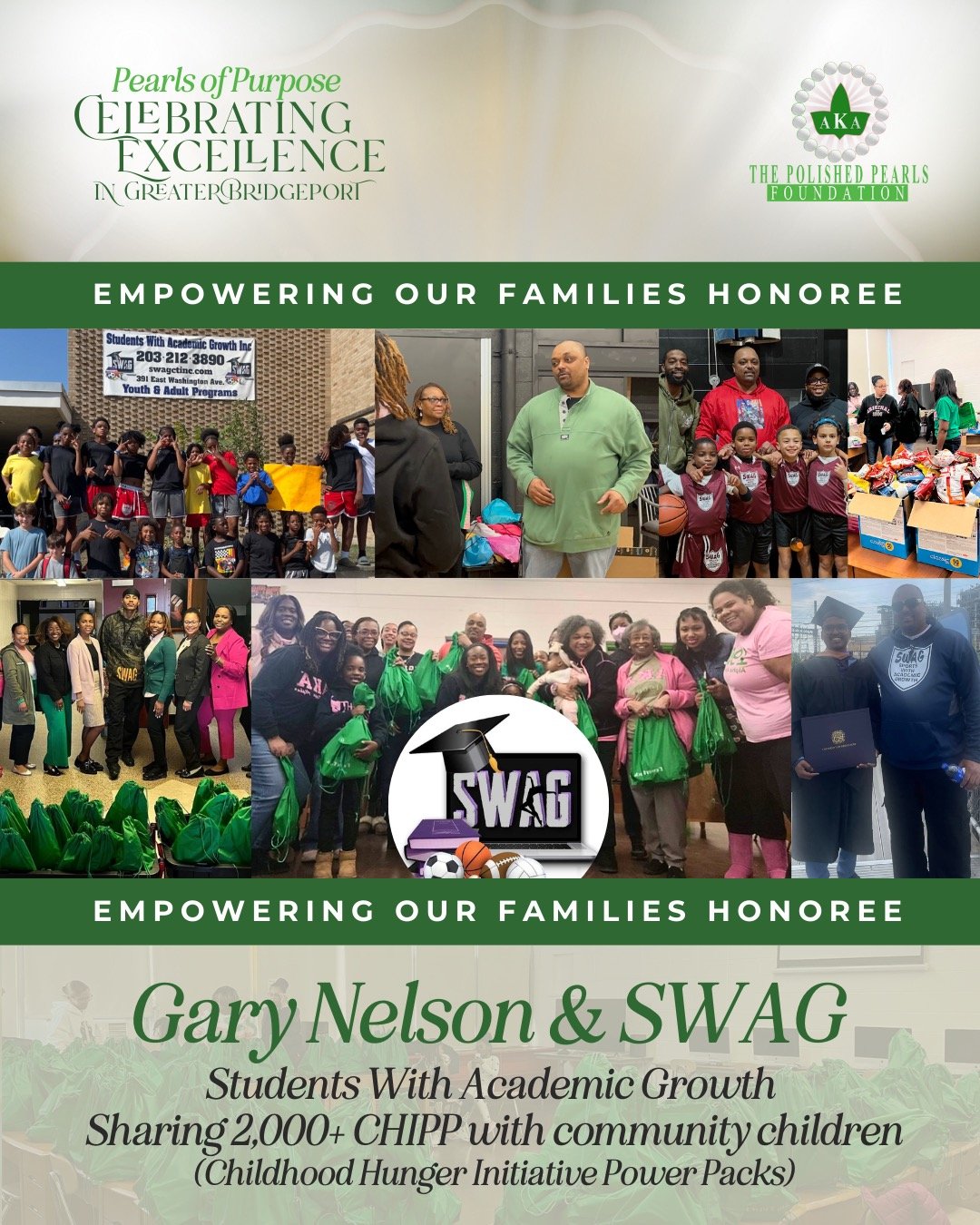 Join us in celebrating Gary Nelson and SWAG for their extraordinary impact in the Bridgeport community and their ongoing support of our Childhood Hunger Initiative Power Packs (CHIPP) program. Since 2023, our partnership with SWAG has facilitated the