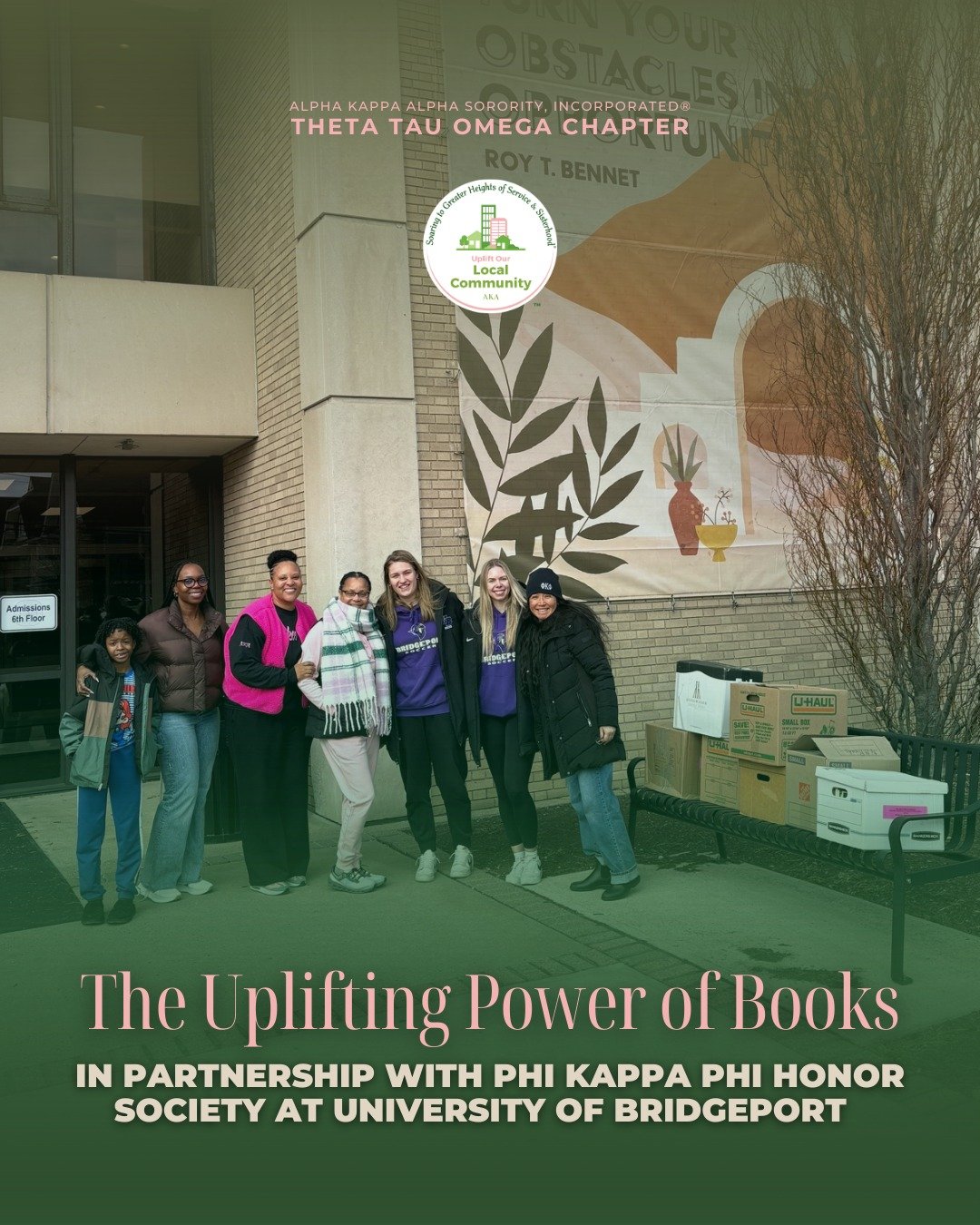 When community organizations unite for a common goal, incredible things happen! Alpha Kappa Alpha Sorority, Inc.&reg; Theta Tau Omega Chapter has partnered with the Phi Kappa Phi Honor Society at the University of Bridgeport to deepen literacy in our
