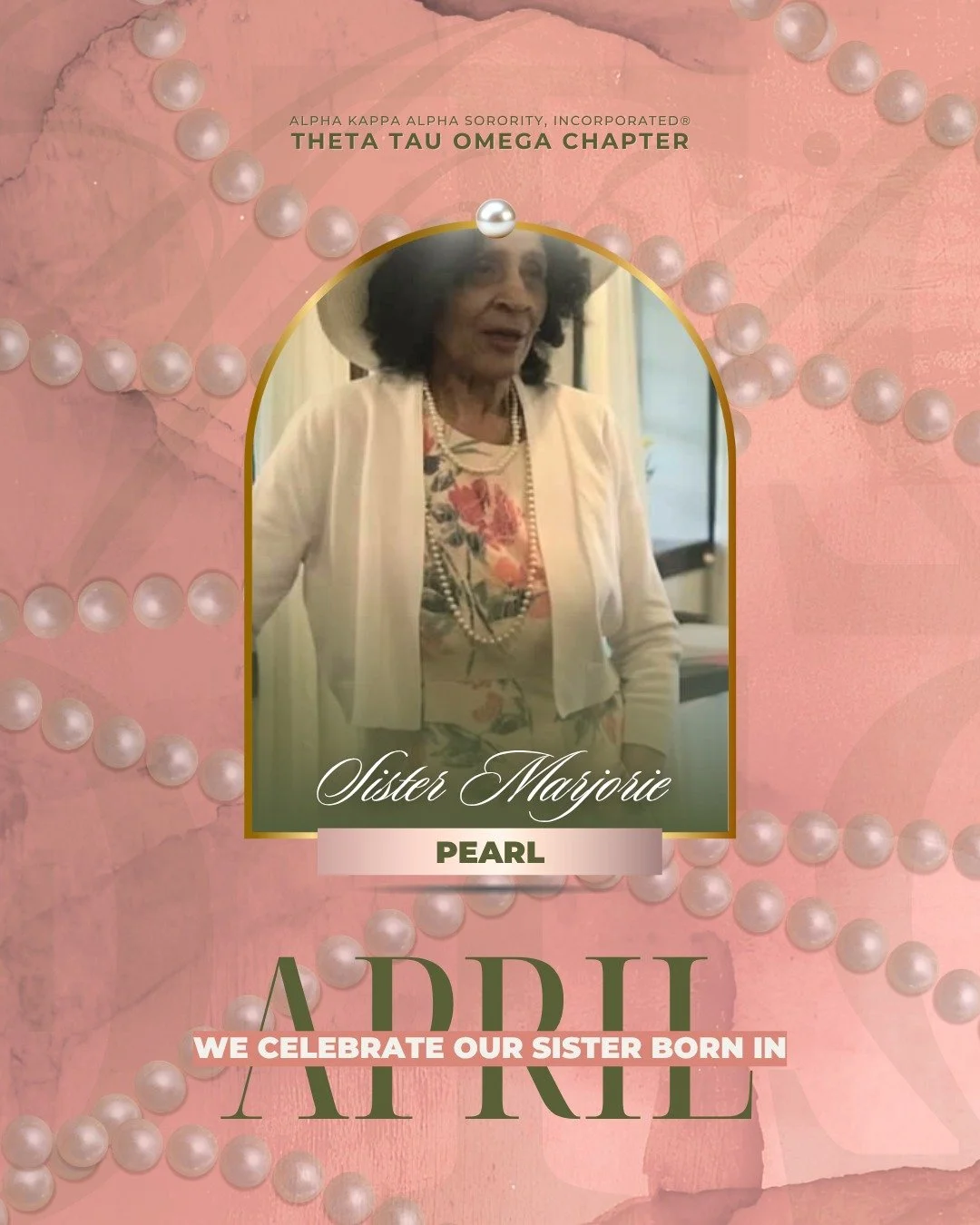 April showers bring birthday flowers 💐 We share bouquets and blessings to our Sister, Charter Member, and Gem on her special day:

🌸 Sister Marjorie (4/29)

Celebrating you, Sister Marjorie, who blooms with excellence, elegance, and AKA pride. We l