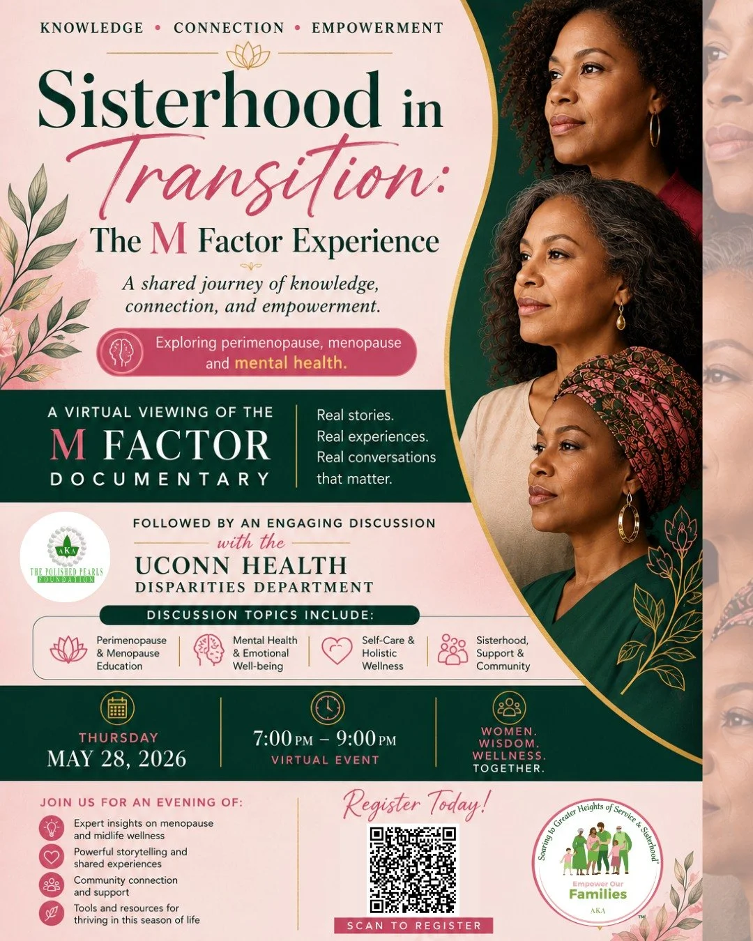 Sisterhood. Healing. Honest Conversations. 🪷 Join us for Sisterhood in Transition: The M Factor Experience,  a powerful virtual evening dedicated to educating, empowering, and uplifting women as we navigate the realities of perimenopause, menopause,