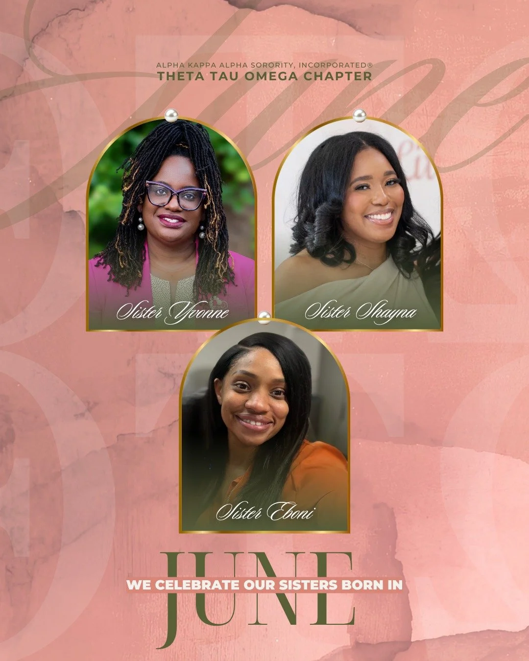 ☀️ Summer starts with YOU! Happy Birthday to our June sisters who bring sunshine, style, and sisterhood wherever they go. 💕🎂

Sister Yvonne (6/2)
Sister Shayna (6/5)
Sister Eboni (6/12)

We love you and embrace you with radiant love today and every