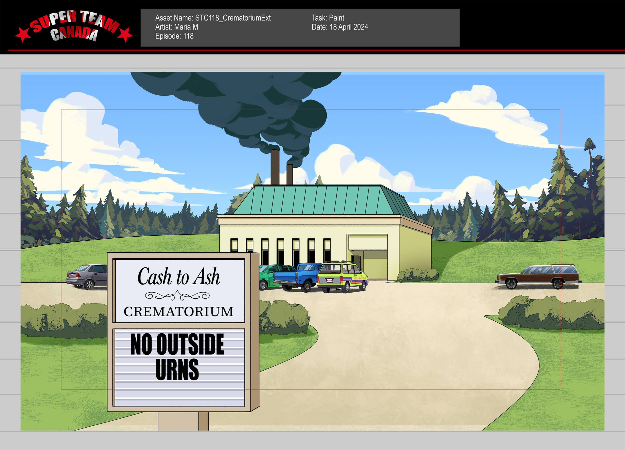 Did rough concept, line, and paint (some cars were reuse)