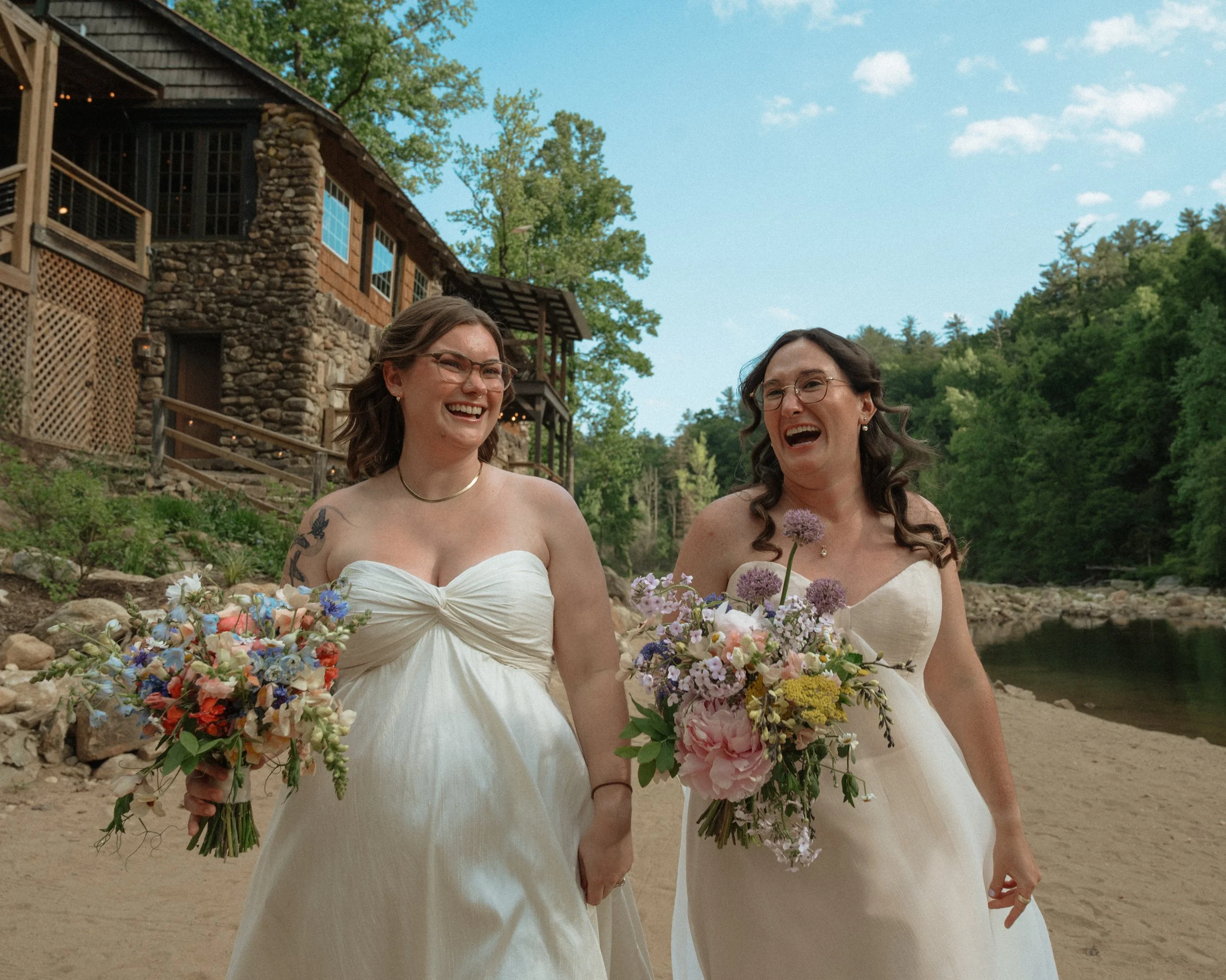 brown mountain beach wedding