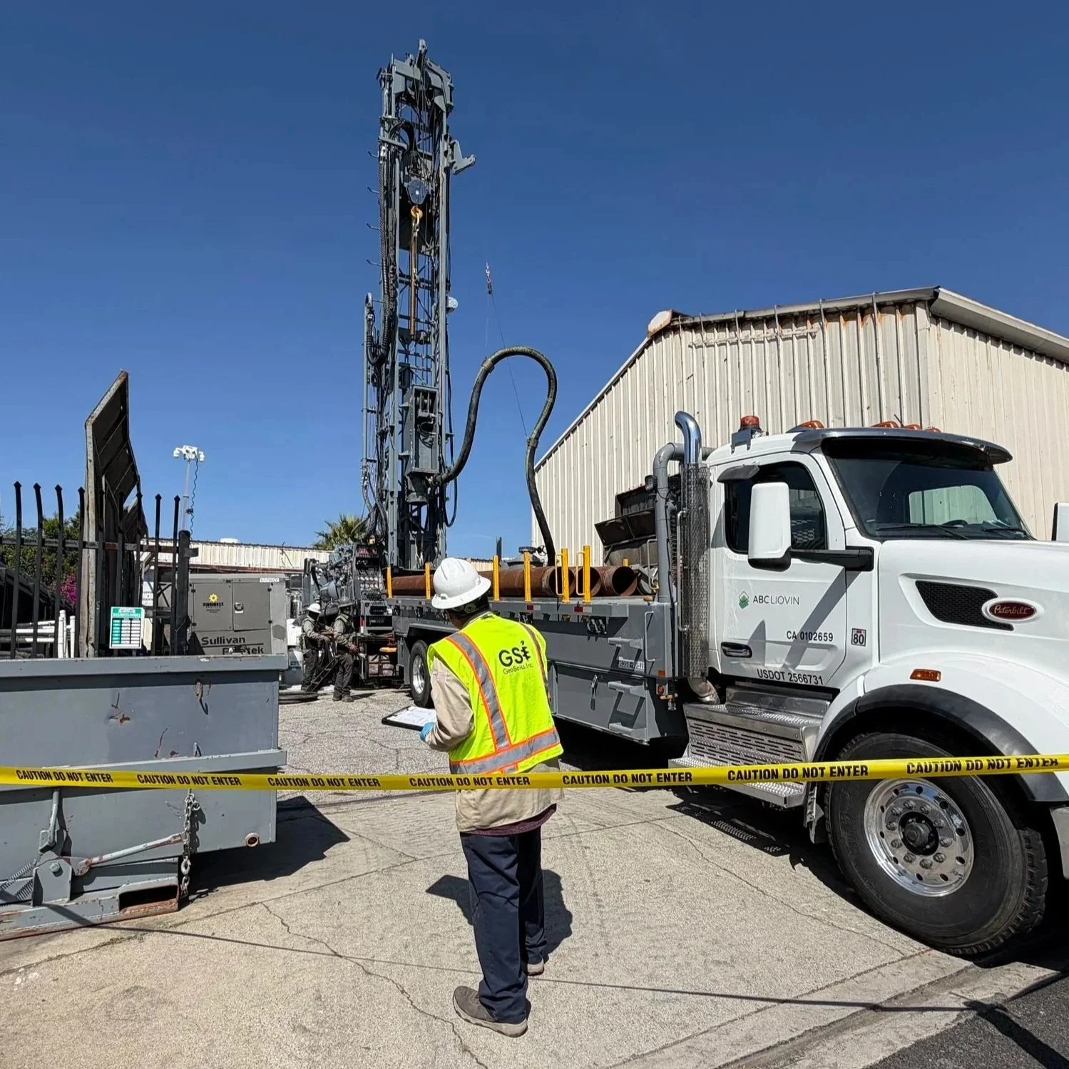 GeoSoils engineer inspecting and logging mud drilling conditions.