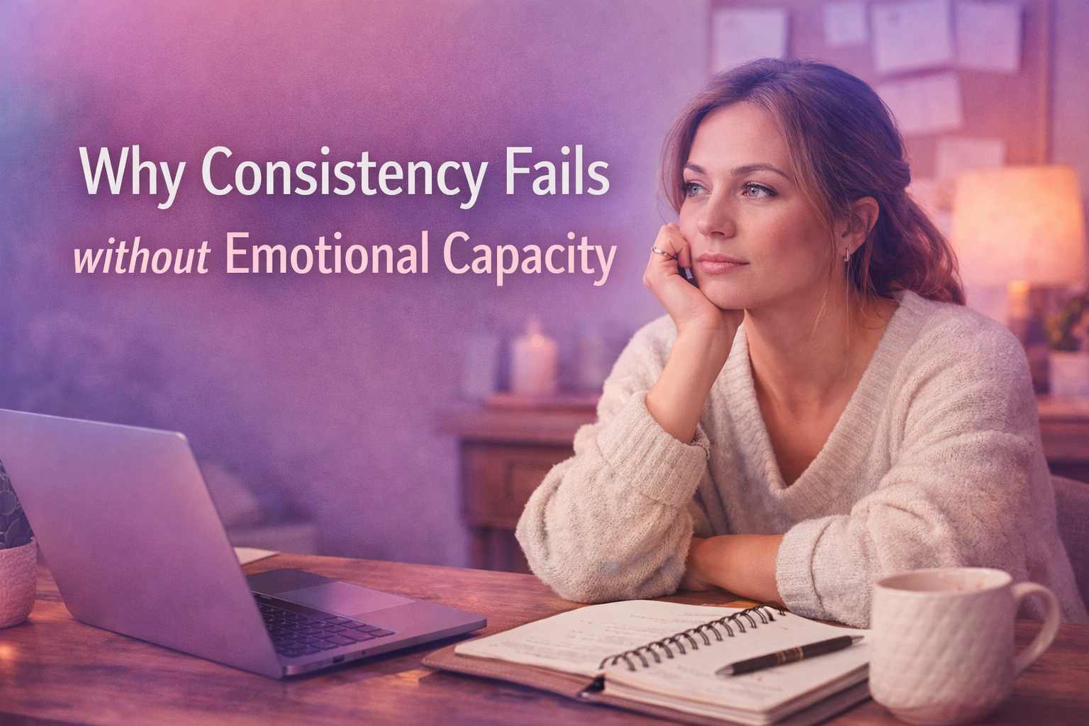 Spiritual woman entrepreneur contemplating why she can't stay consistent in her business