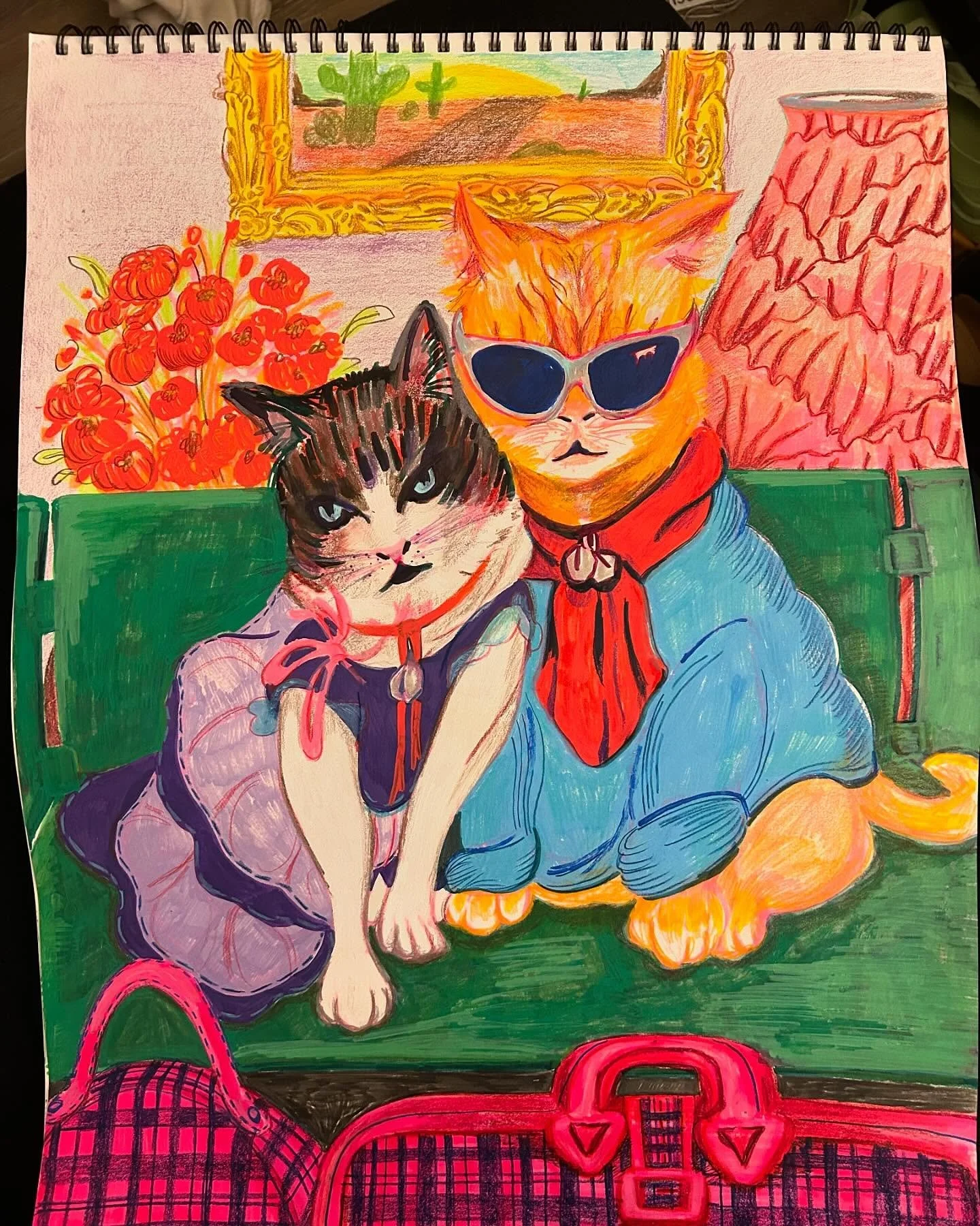 Do we think their marriage is founded on traditional values? 🤪🙃

Here&rsquo;s my version of these two cats in love I saw on the internet. I had a lot of fun (read: near constant laughing fits) while illustrating this very regal portrait. 

Swipe to