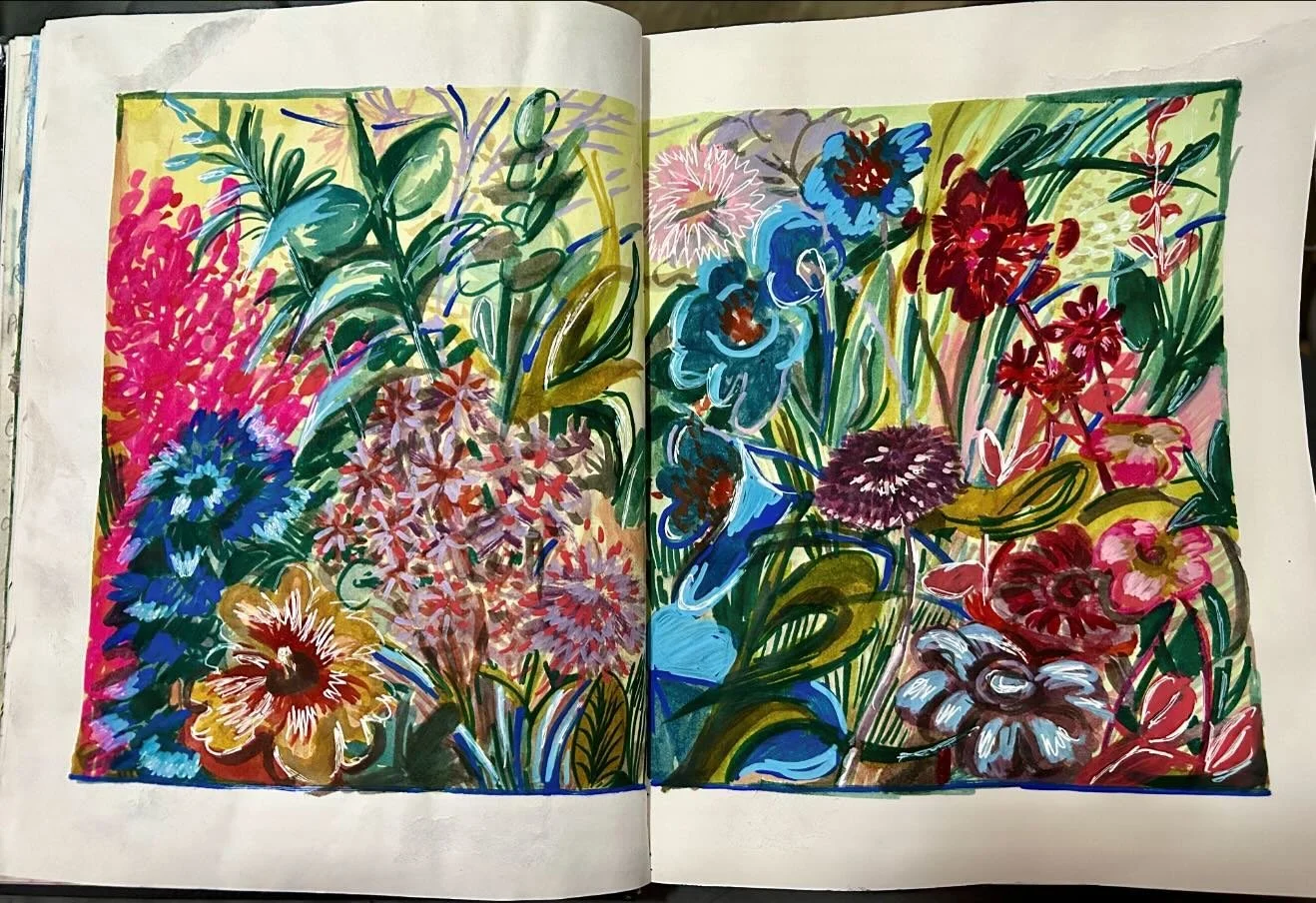 some sketchbook fragments from the past howeverlong. lots of layers and testing how much water  these pages can hold before they go mushy and break. fortunately, not a lot of breaking. 

lots of color, texture, and most of all fun. also routine which