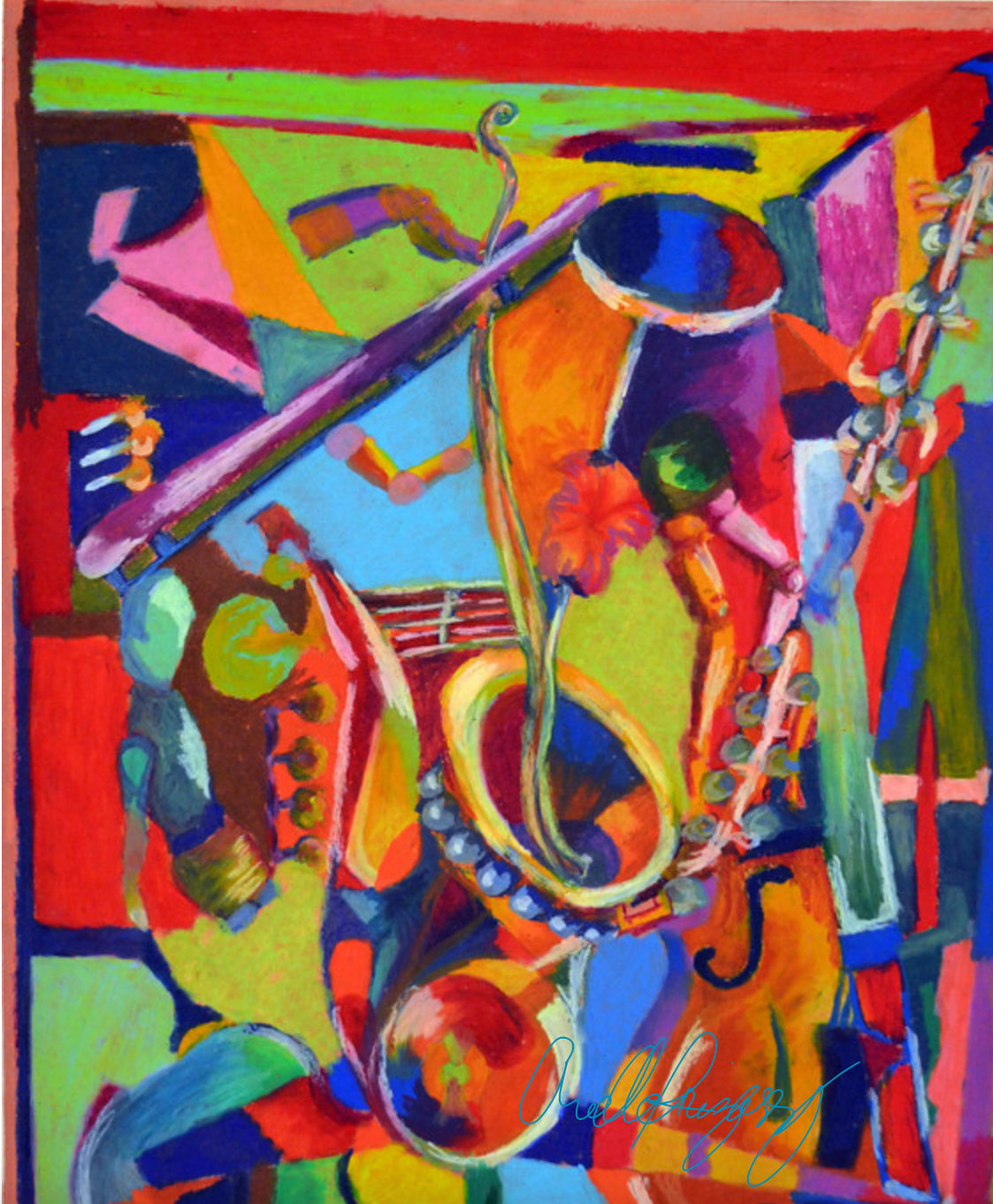 "A Musical Puzzle" (2012). Oil pastel on paper. Featured in Centerview Partners and ArtsConnection's exhibition, "Goals and Dreams." 