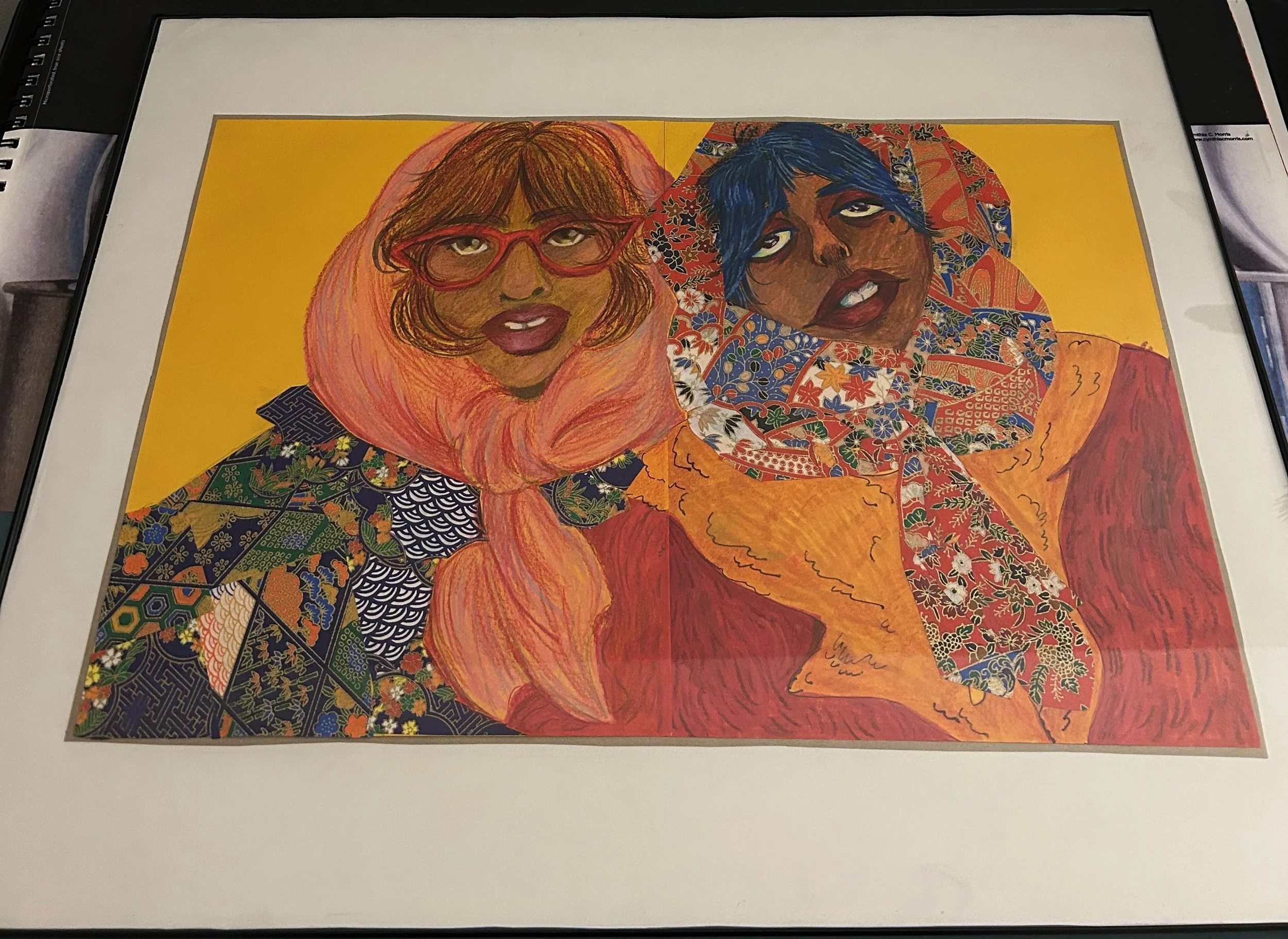 "Young Babushkas" (2024). Colored pencil, pen, marker, and collage. 